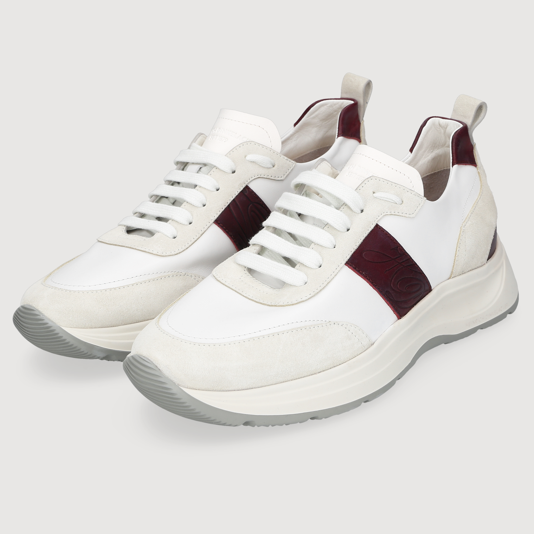 Heinrich Dinkelacker Men's Sneaker Toronto Plain White/Bordo