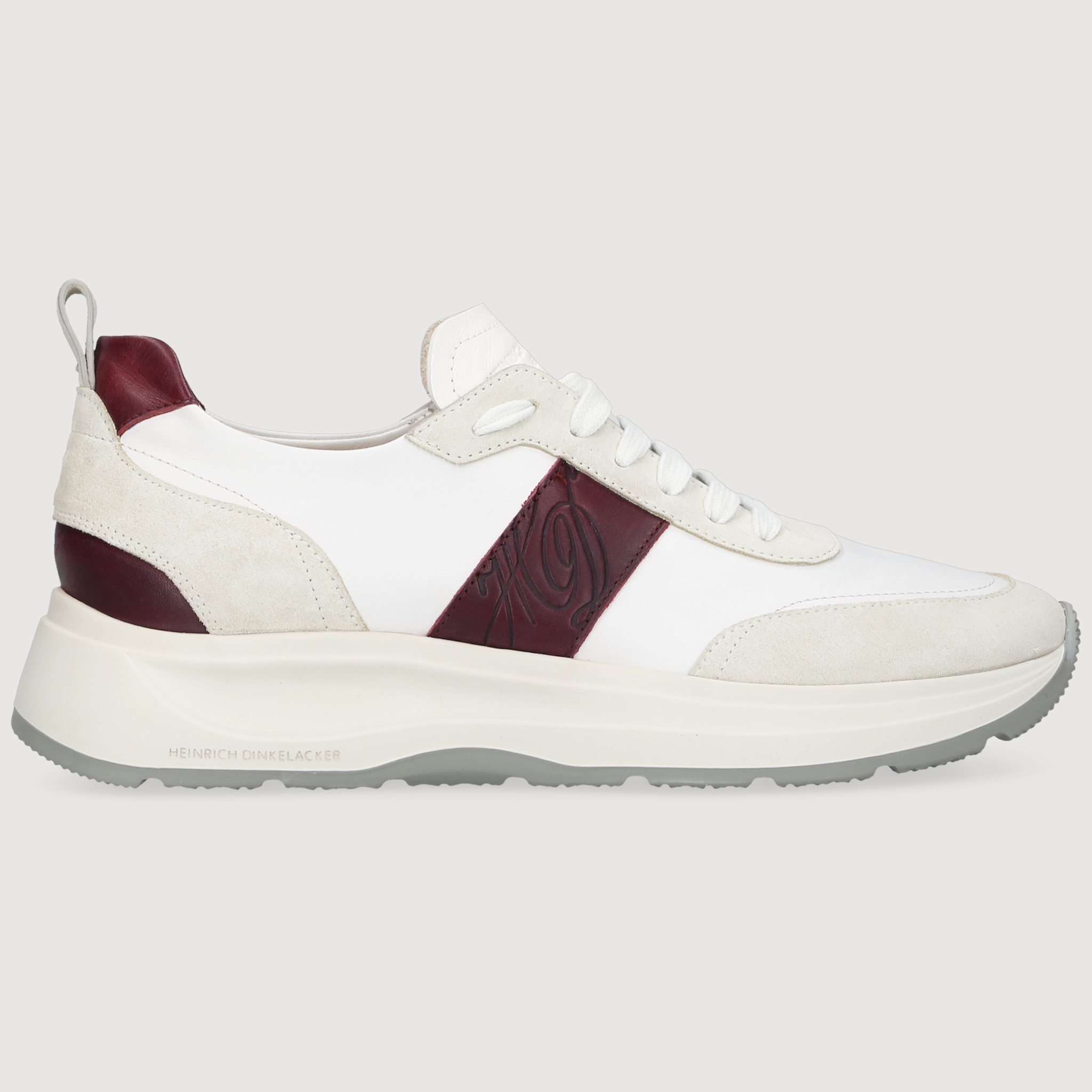 Heinrich Dinkelacker Men's Sneaker Toronto Plain White/Bordo