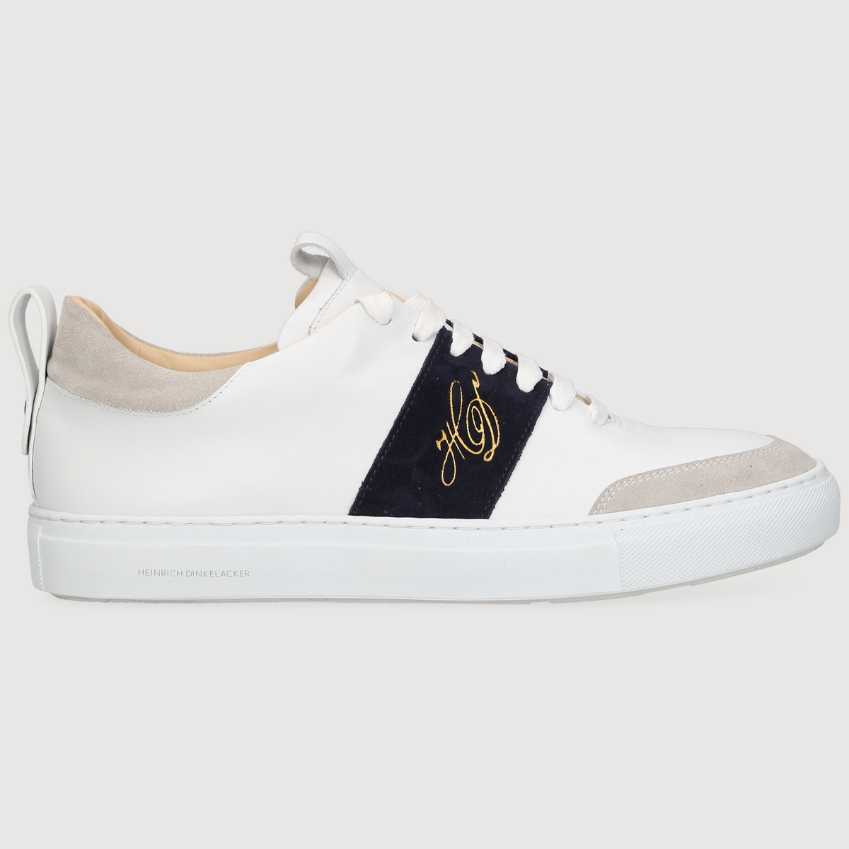 Heinrich Dinkelacker Men's Sneaker Turin Plain White/Navy