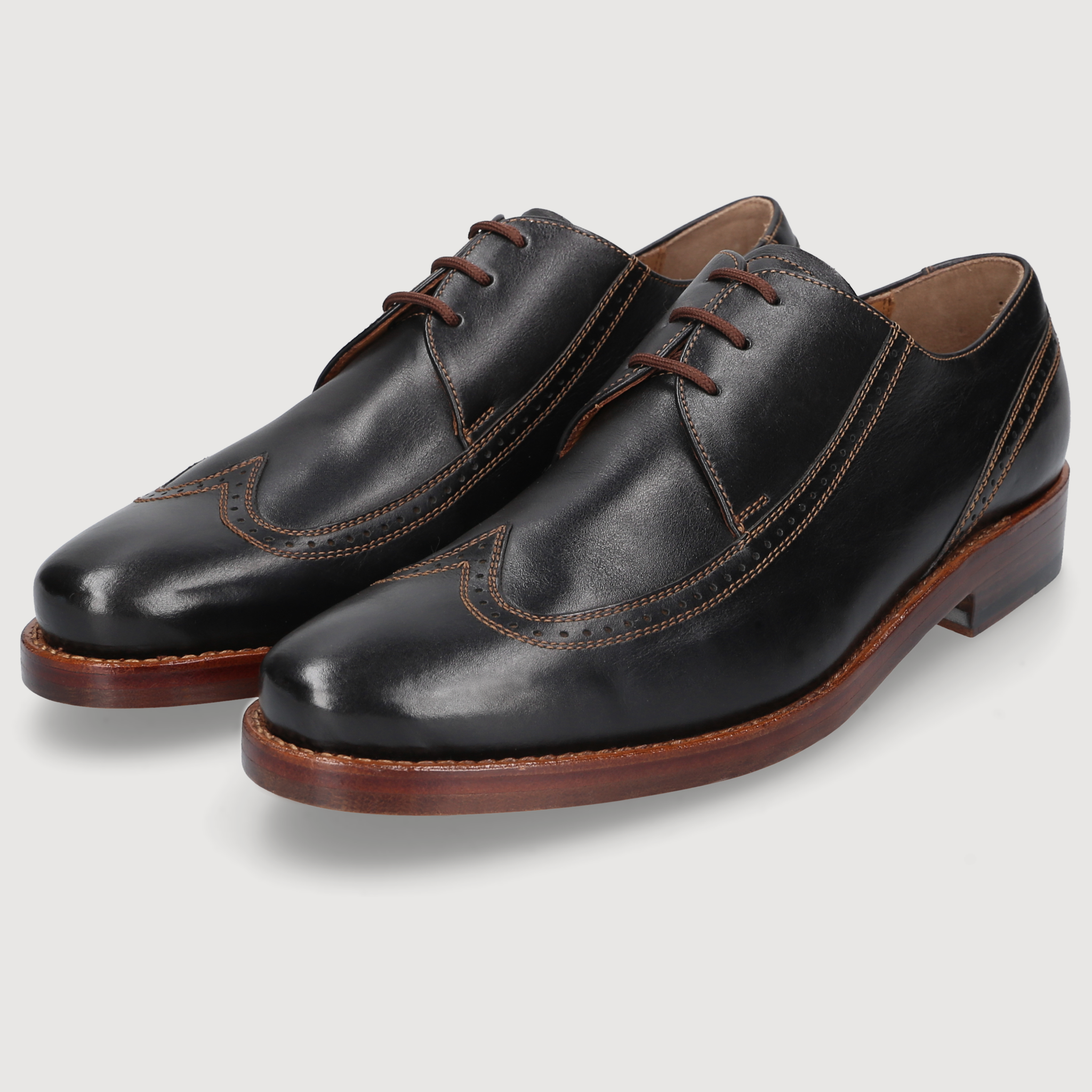 Heinrich Dinkelacker Herren Klassiker Rom Full-Brogue Schwarz