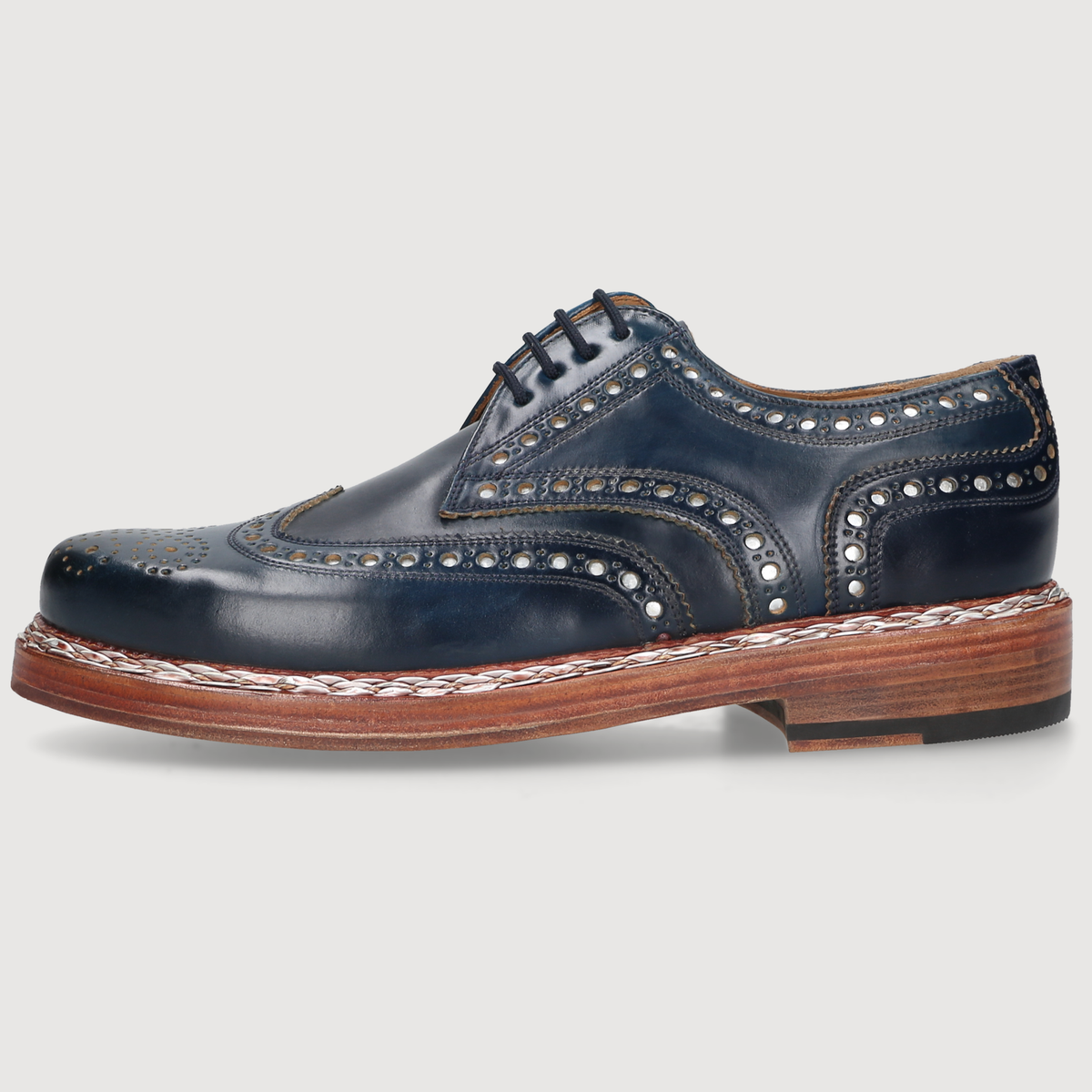 Heinrich Dinkelacker Herren Klassiker Buda Full-Brogue Navy/Silver