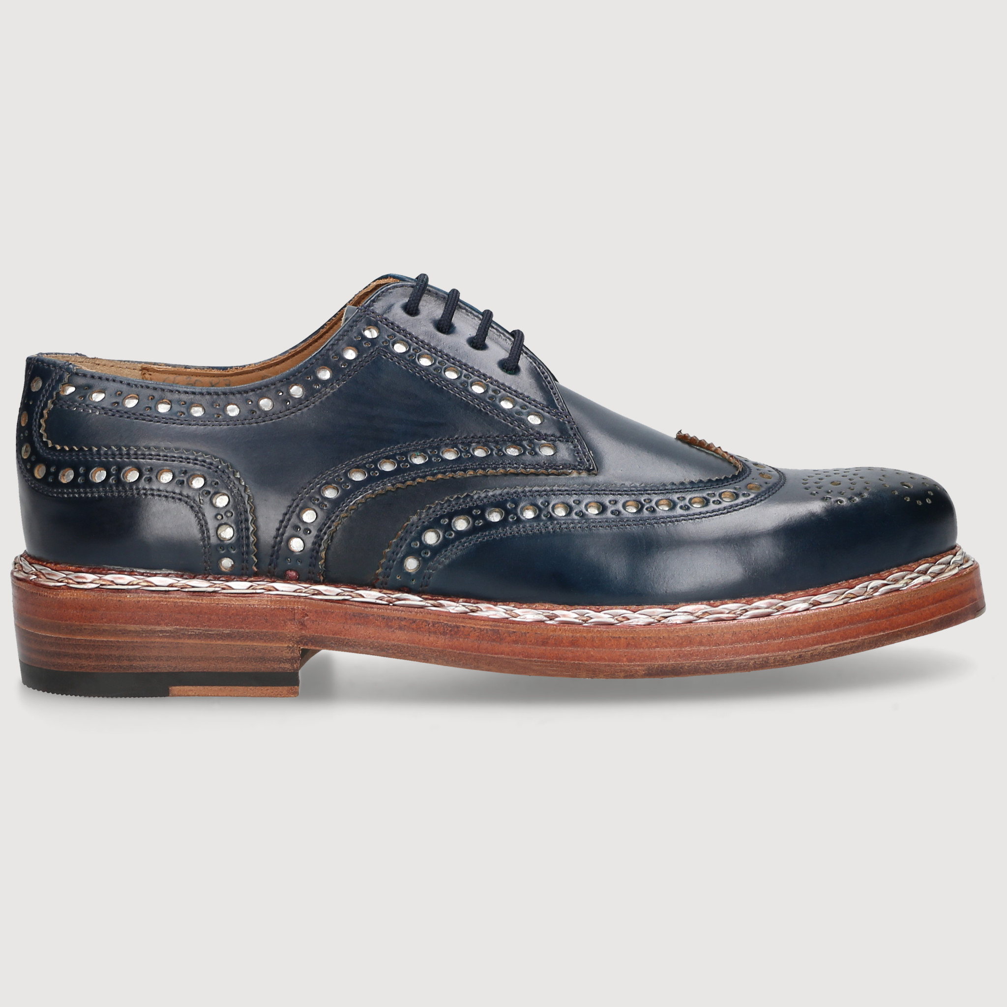 Heinrich Dinkelacker Herren Klassiker Buda Full-Brogue Navy/Silver
