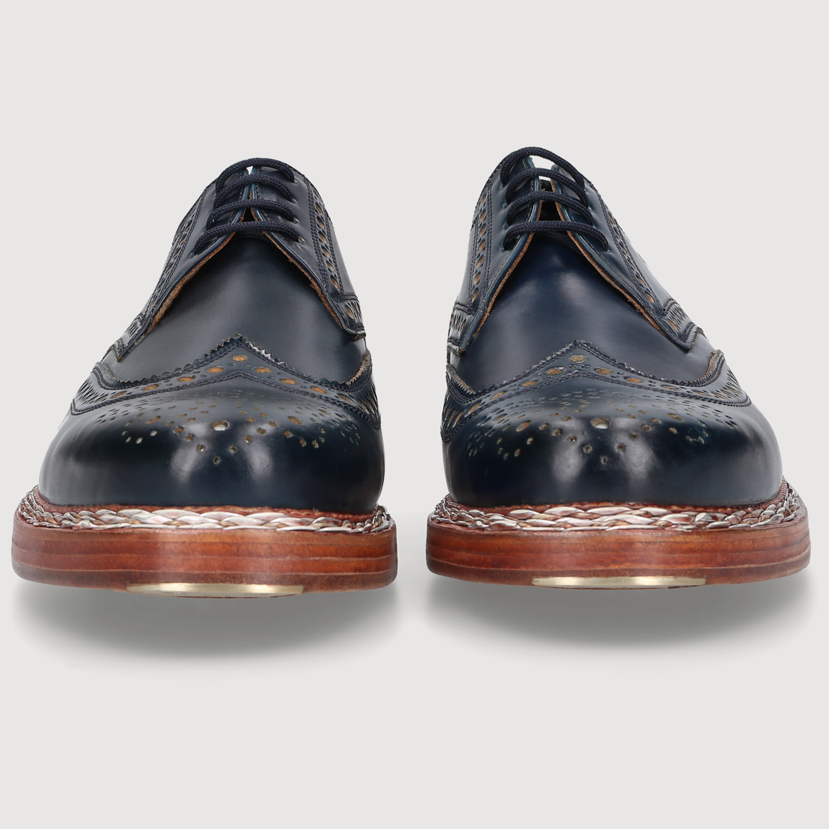 Heinrich Dinkelacker Herren Klassiker Buda Full-Brogue Navy/Silver
