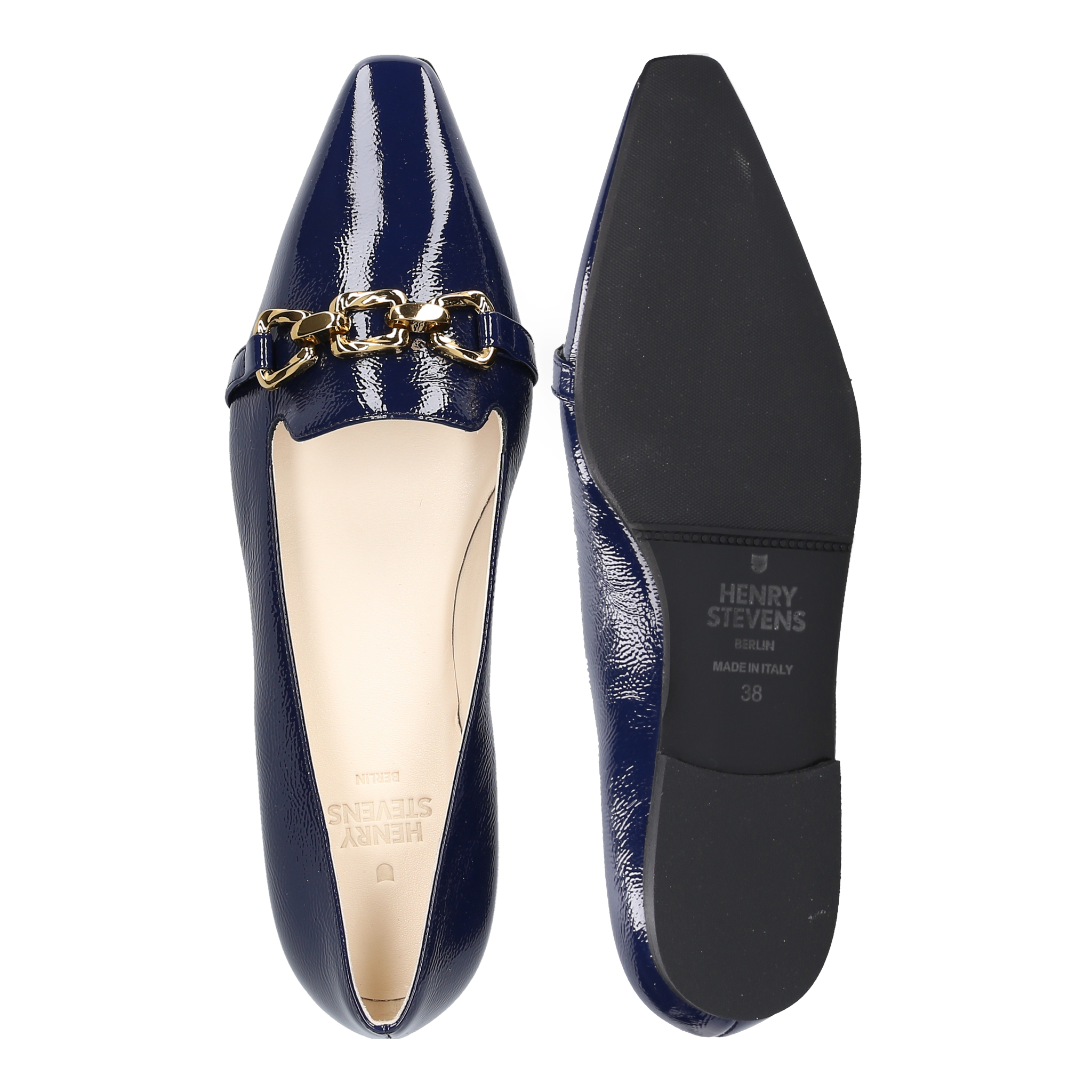 Henry Stevens Damen Loafer Madison Kette Dunkelblau