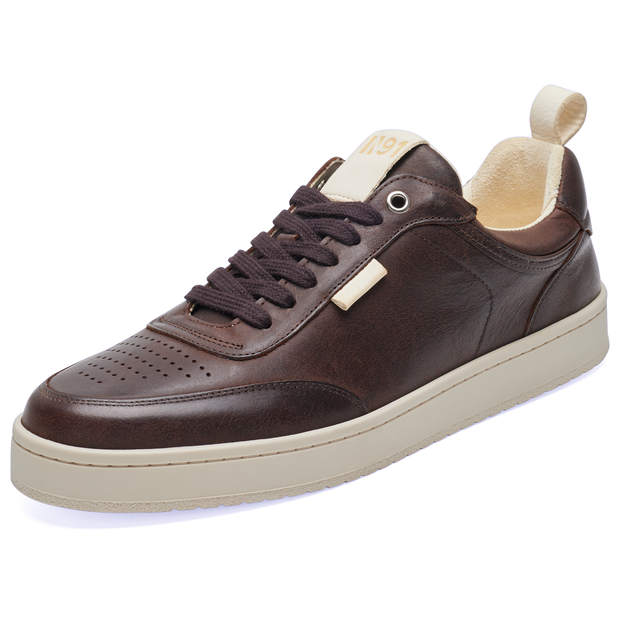 N91 Herren Sneaker Court Plain Dunkelbraun