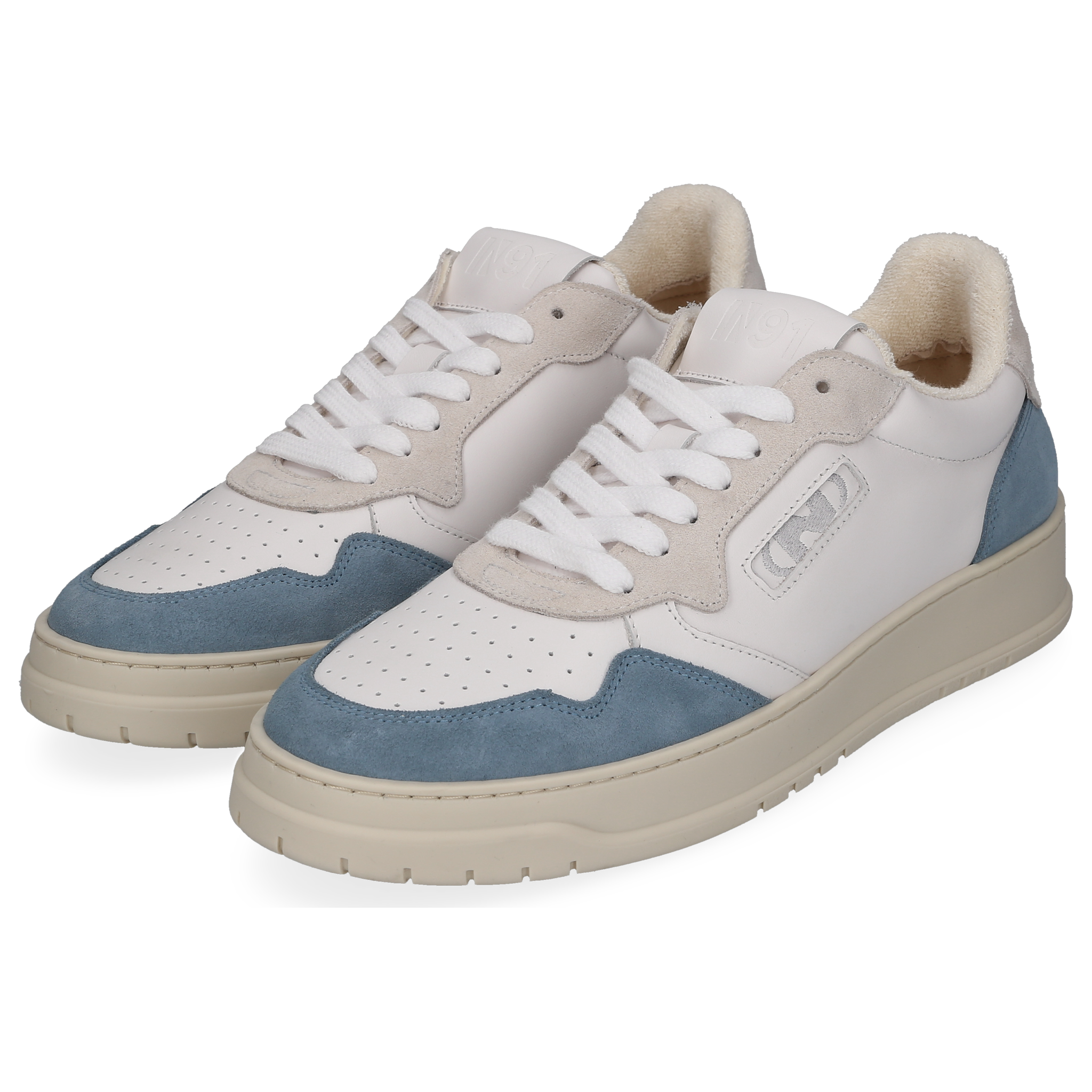 N91 Herren Sneaker Vintage One Plain White/Seegreen