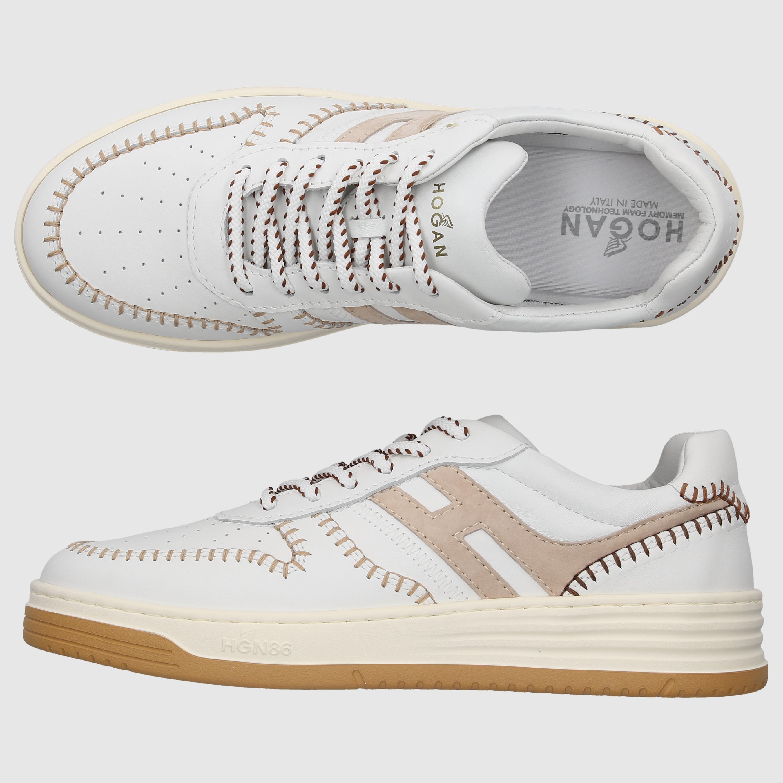 Hogan women's low-top sneakers made of H630 calfskin.