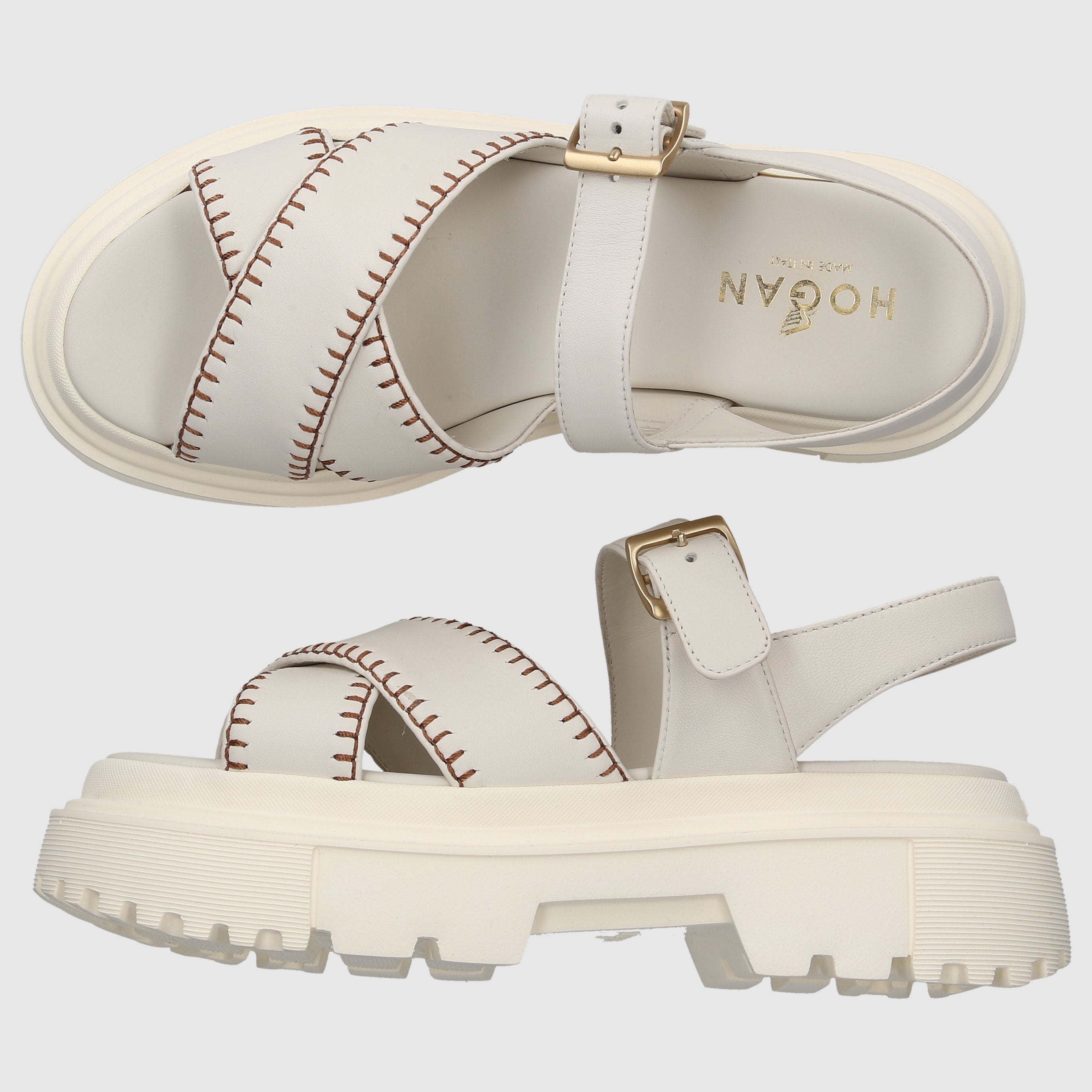 Hogan White Flat Sandals HXW6440FJ30LE9B013