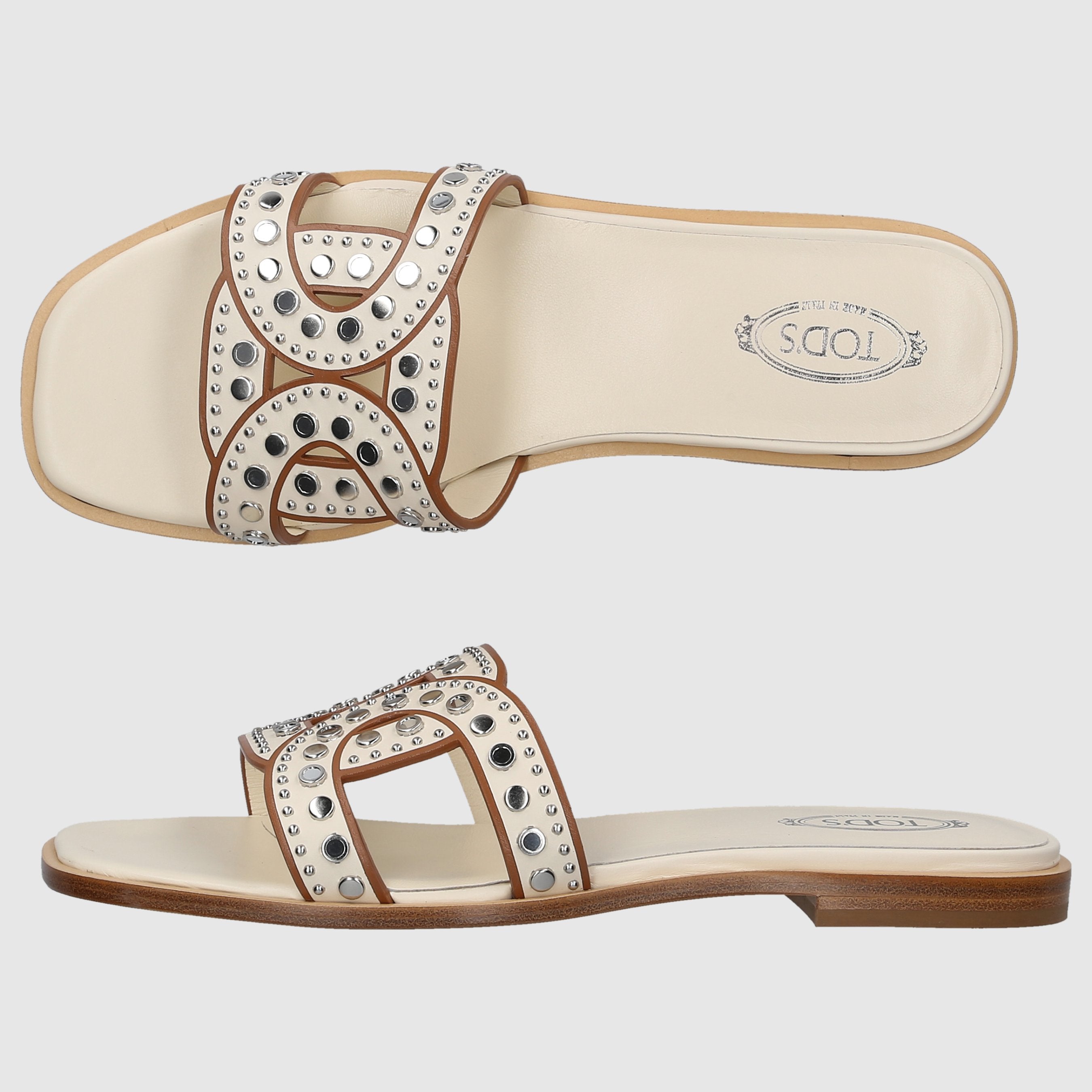 Tod's White Flat Sandals XXW70K0HZ50GOCC016 for Women