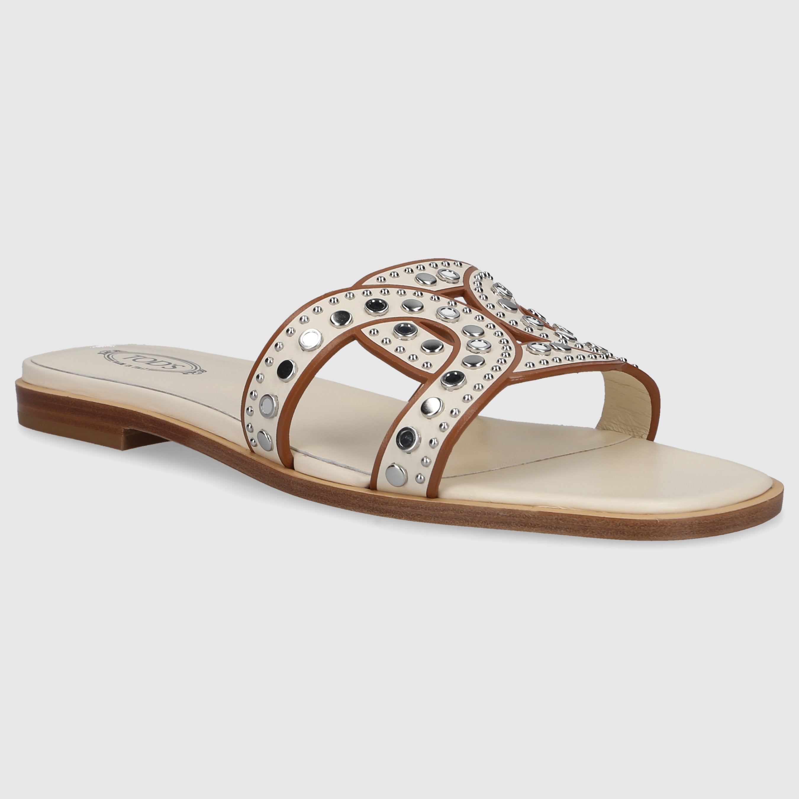 Tod's White Flat Sandals XXW70K0HZ50GOCC016 for Women