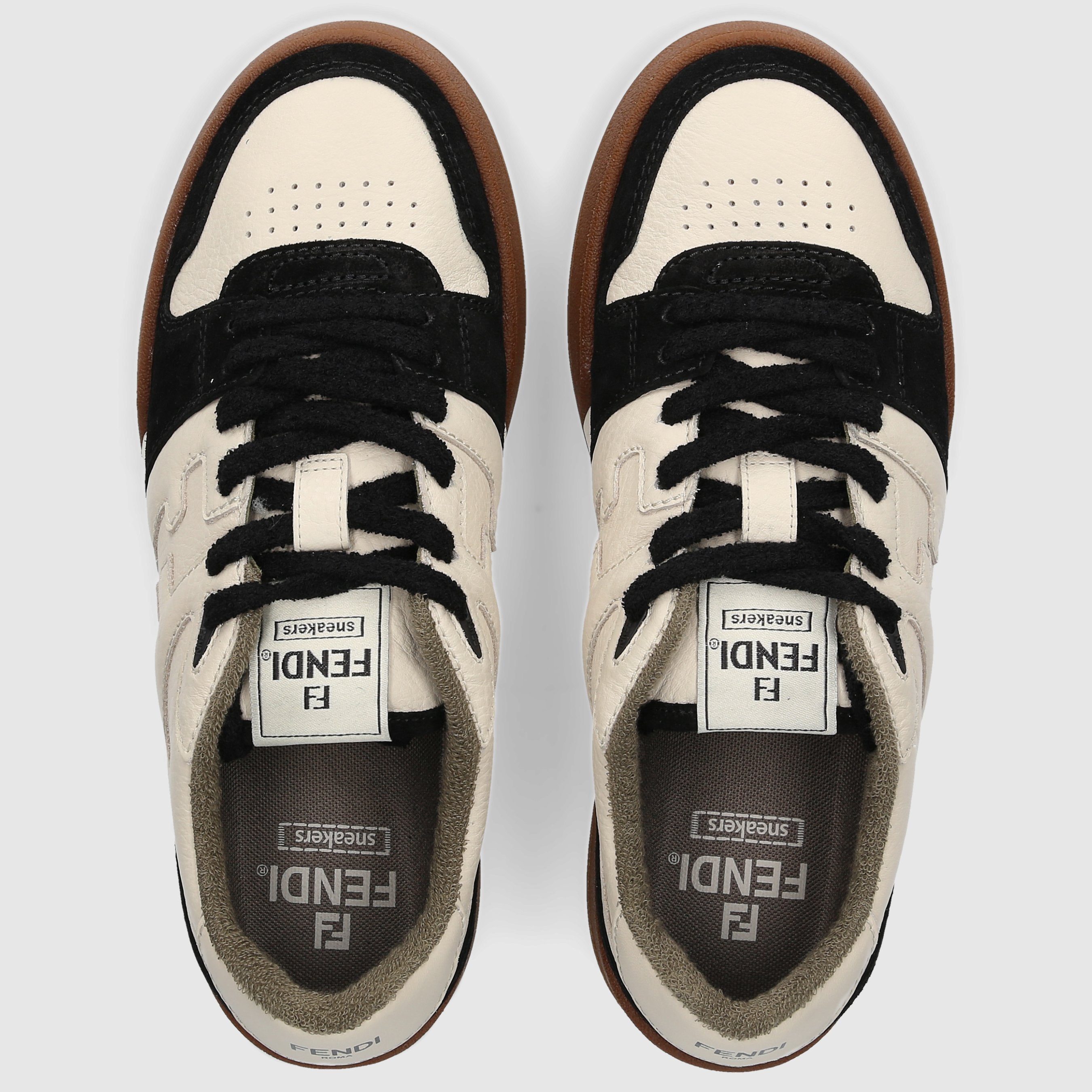 FENDI Women's Low Top Sneakers MATCH Calfskin White-Combo