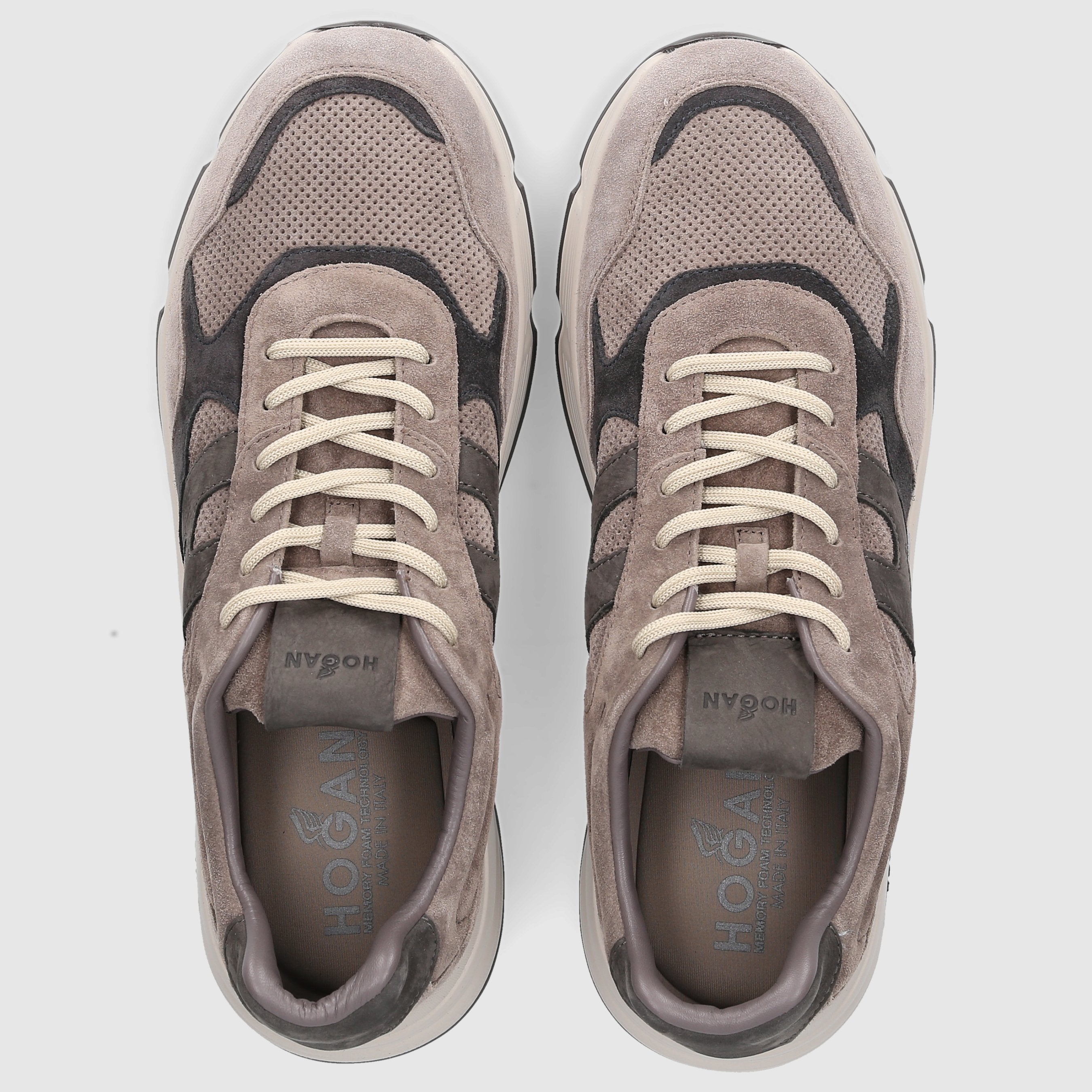 Hogan Men's Low Top Sneakers HXM5630 Suede Grey-Combo