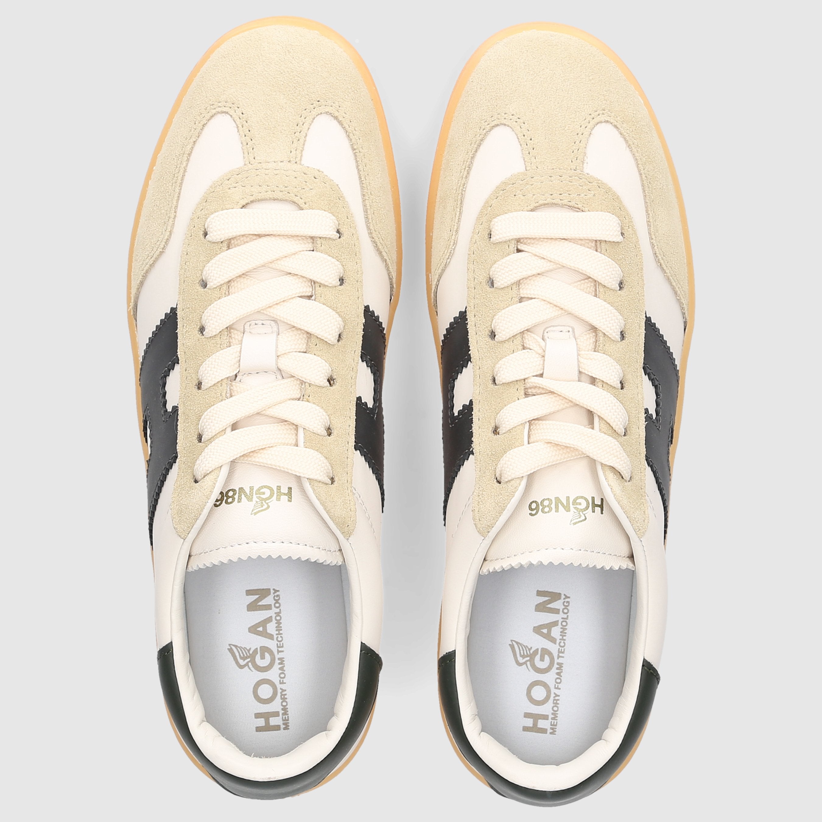 Hogan Damen Sneaker low HXW4760 Kalbsleder beige-weiß