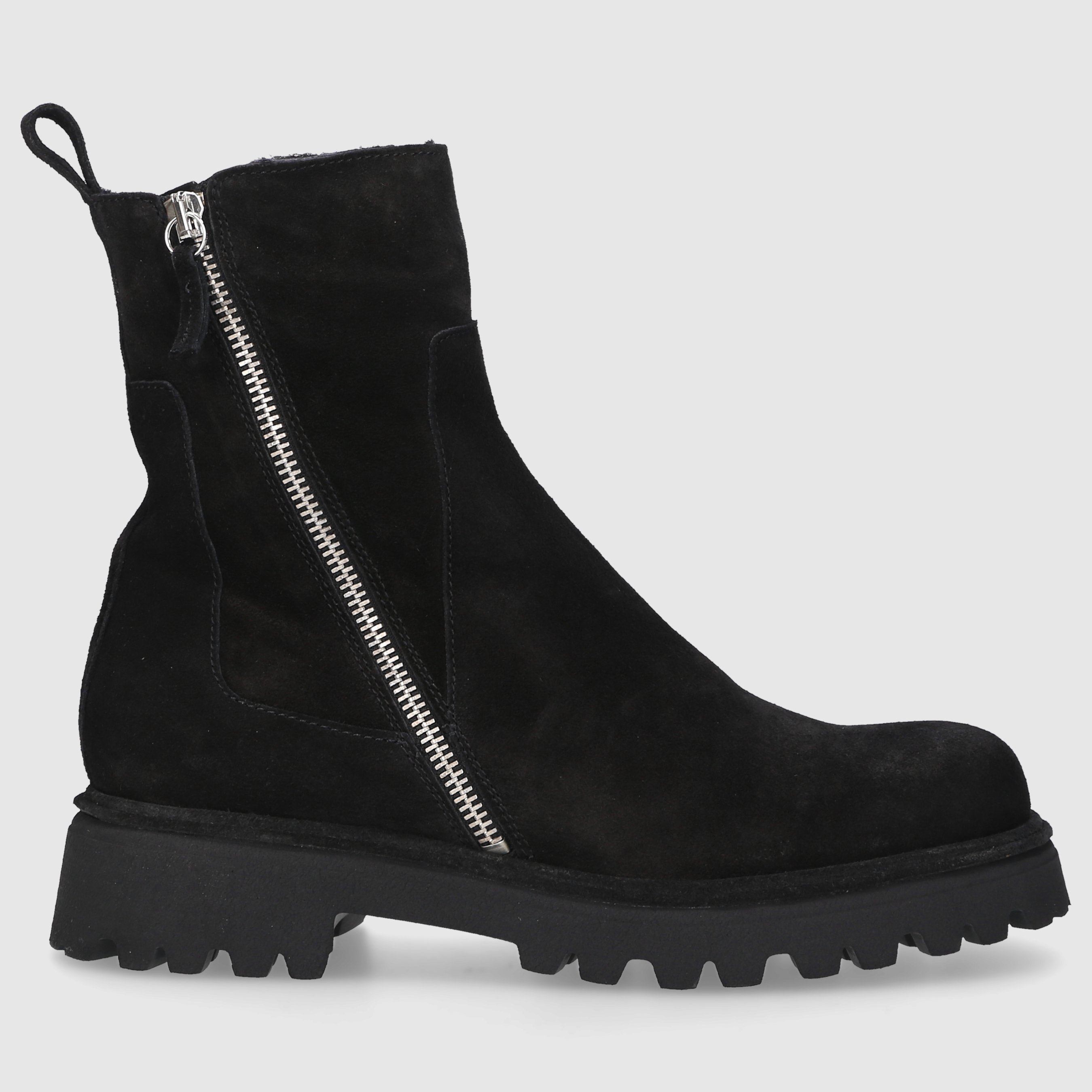 EN AVANT Damen Stiefeletten C176 Veloursleder schwarz