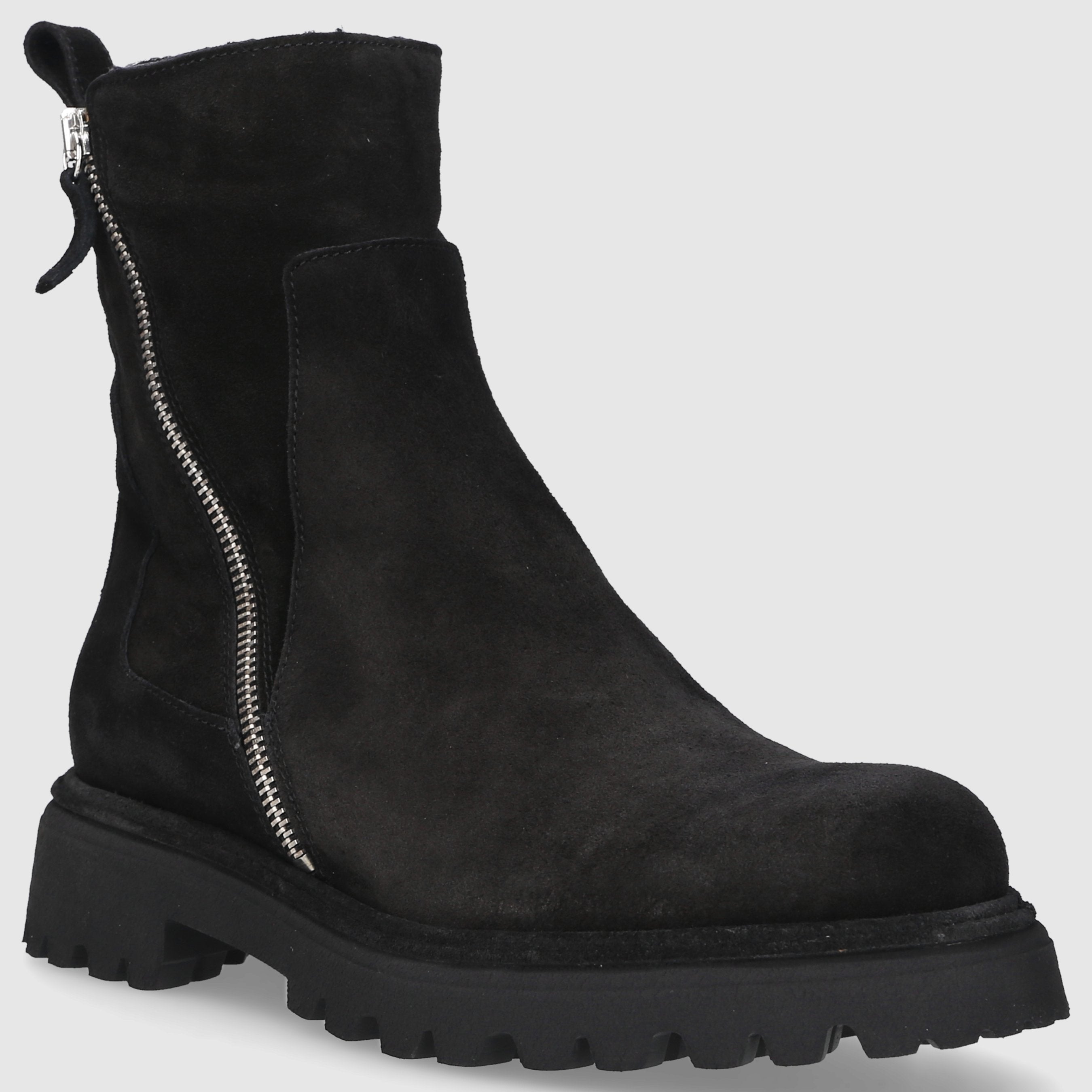EN AVANT Damen Stiefeletten C176 Veloursleder schwarz