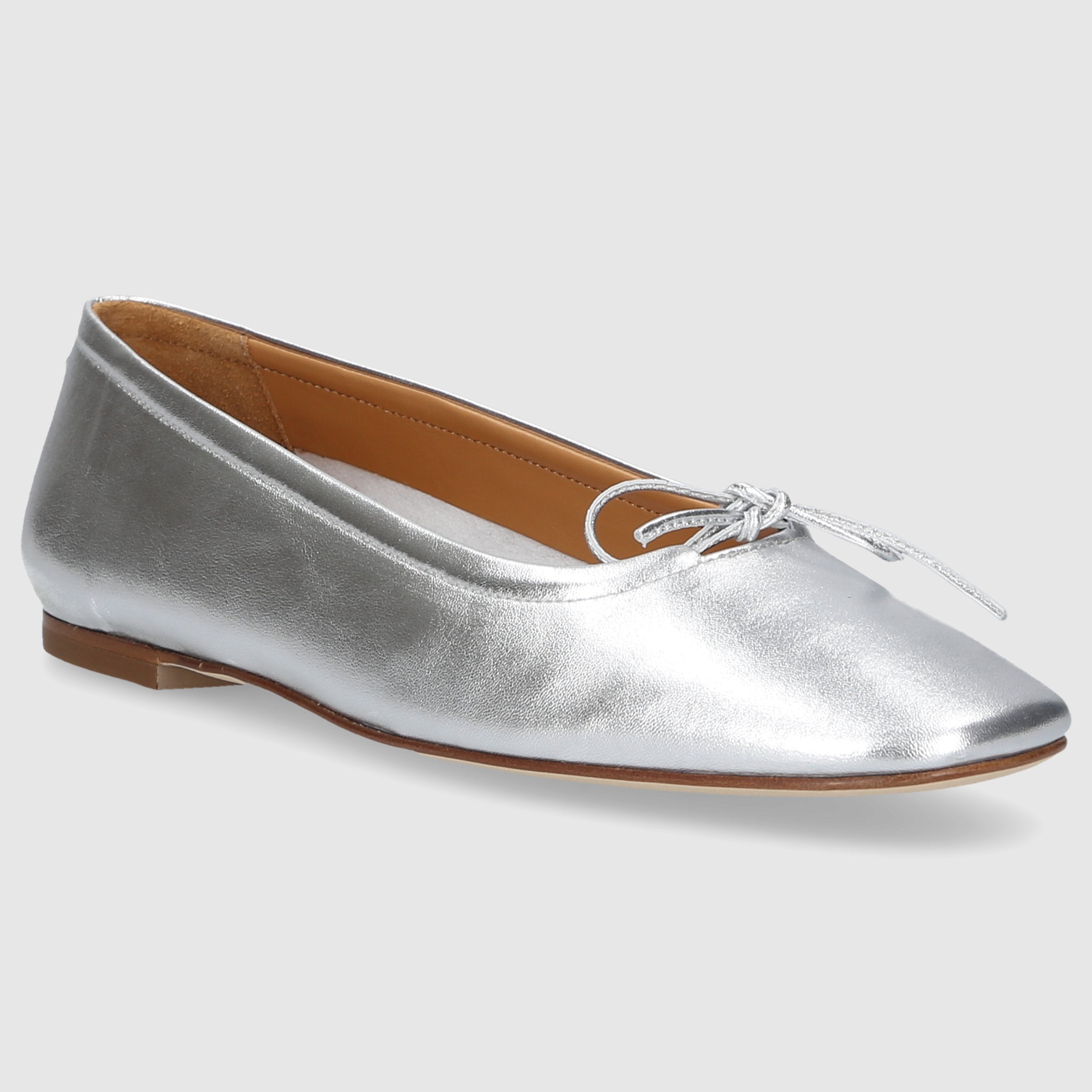 Aeyde women's ballerina flats DEFLINA made of silver calfskin