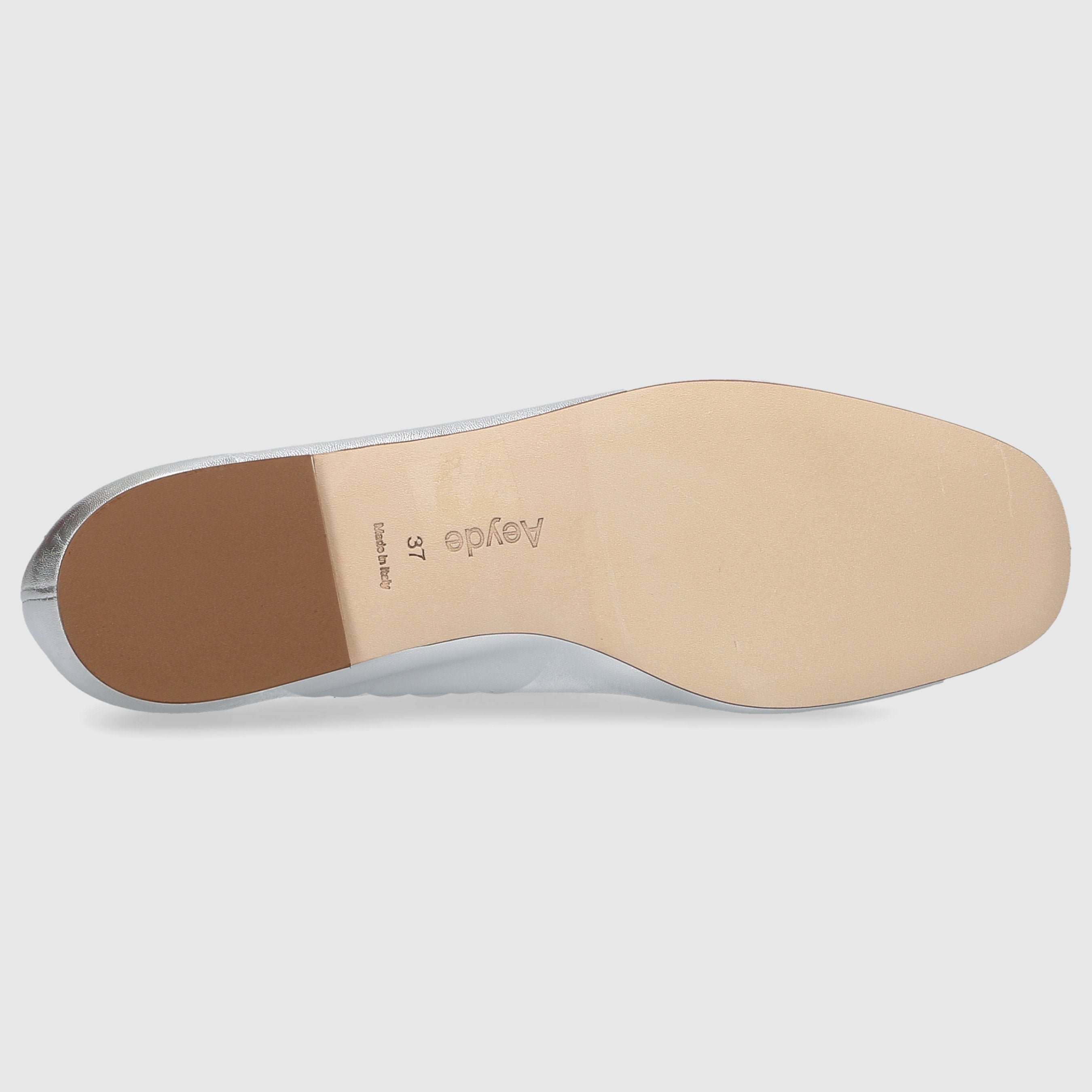 Aeyde women's ballerina flats DEFLINA made of silver calfskin
