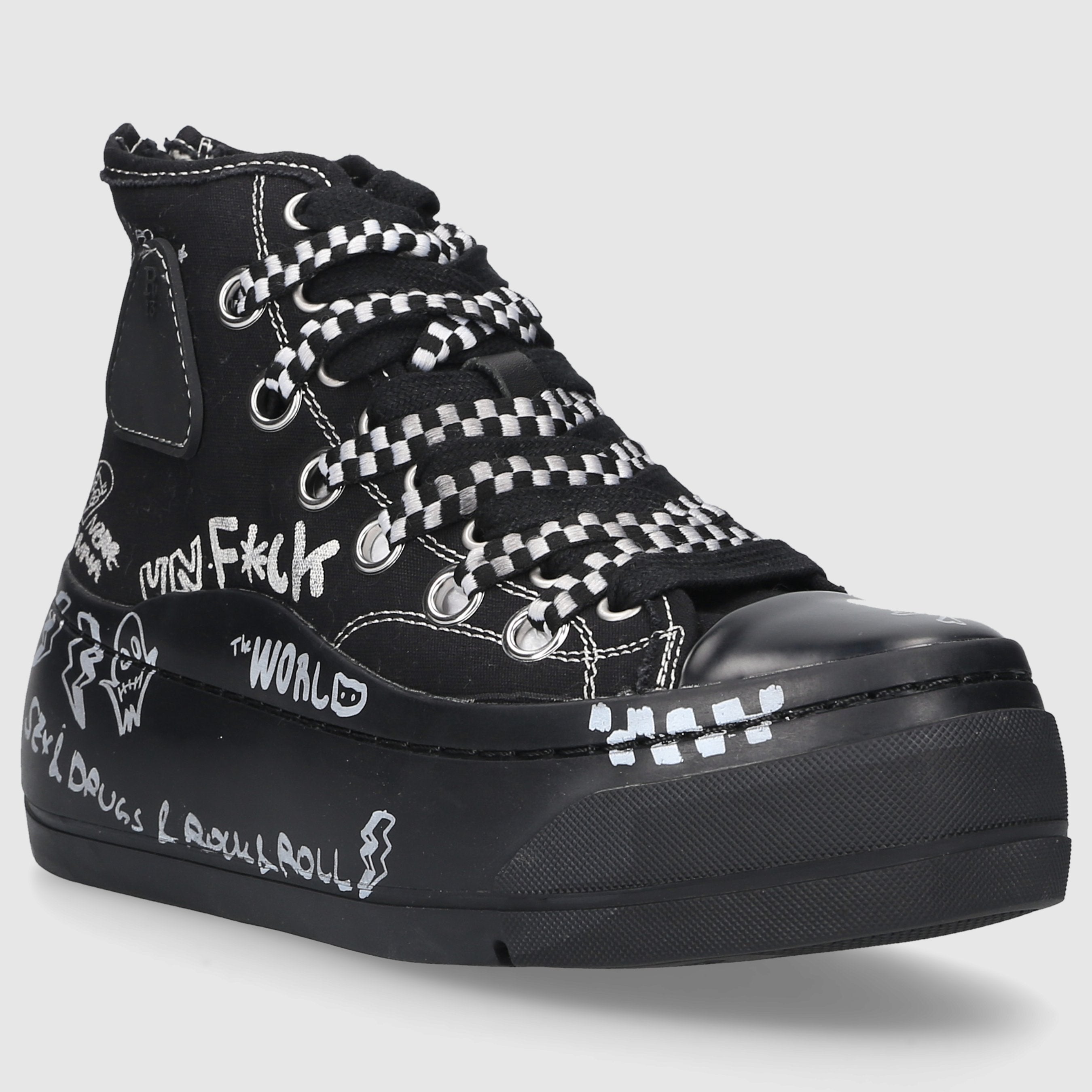 R13 Women's High Top Sneakers KURT Canvas Black