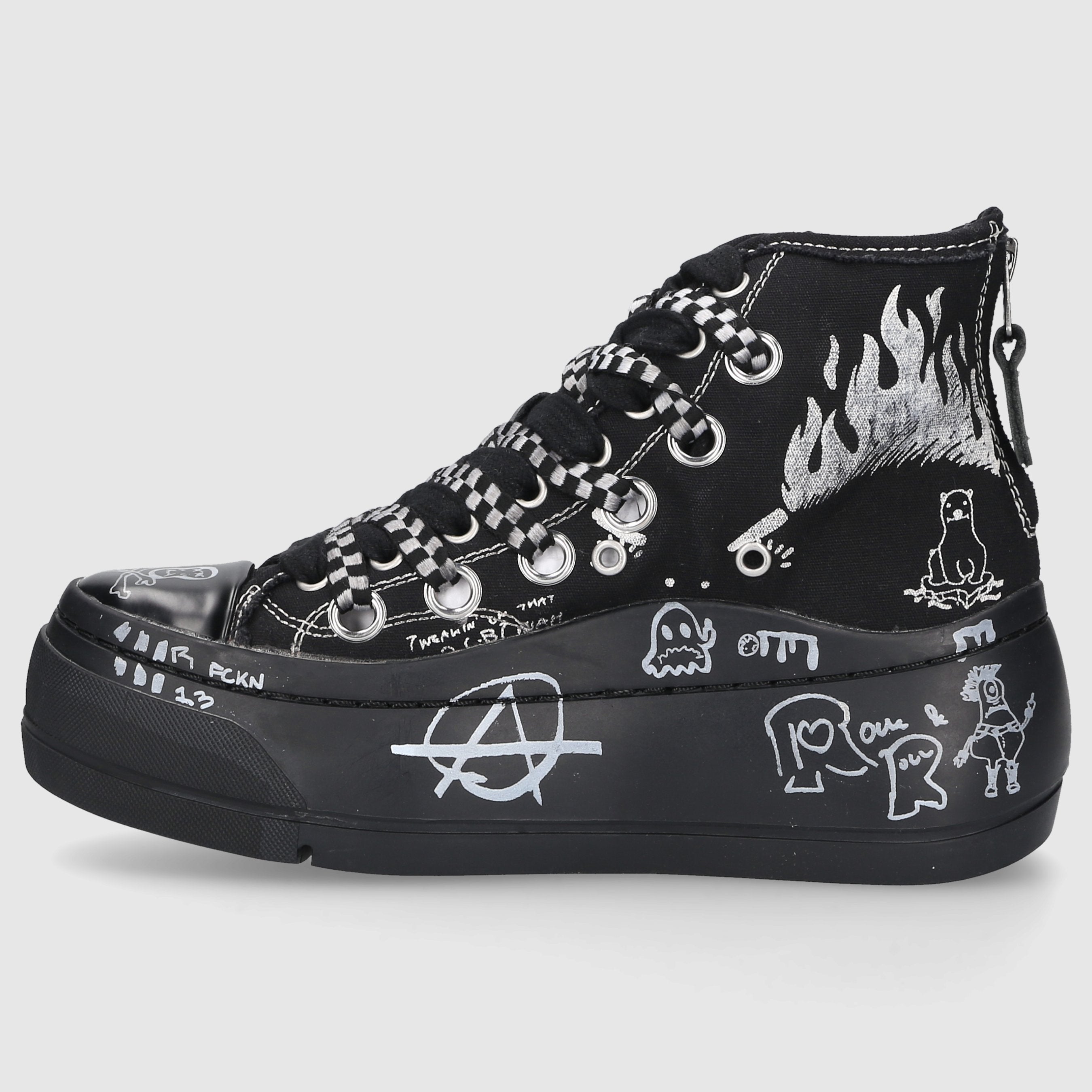 R13 Women's High Top Sneakers KURT Canvas Black