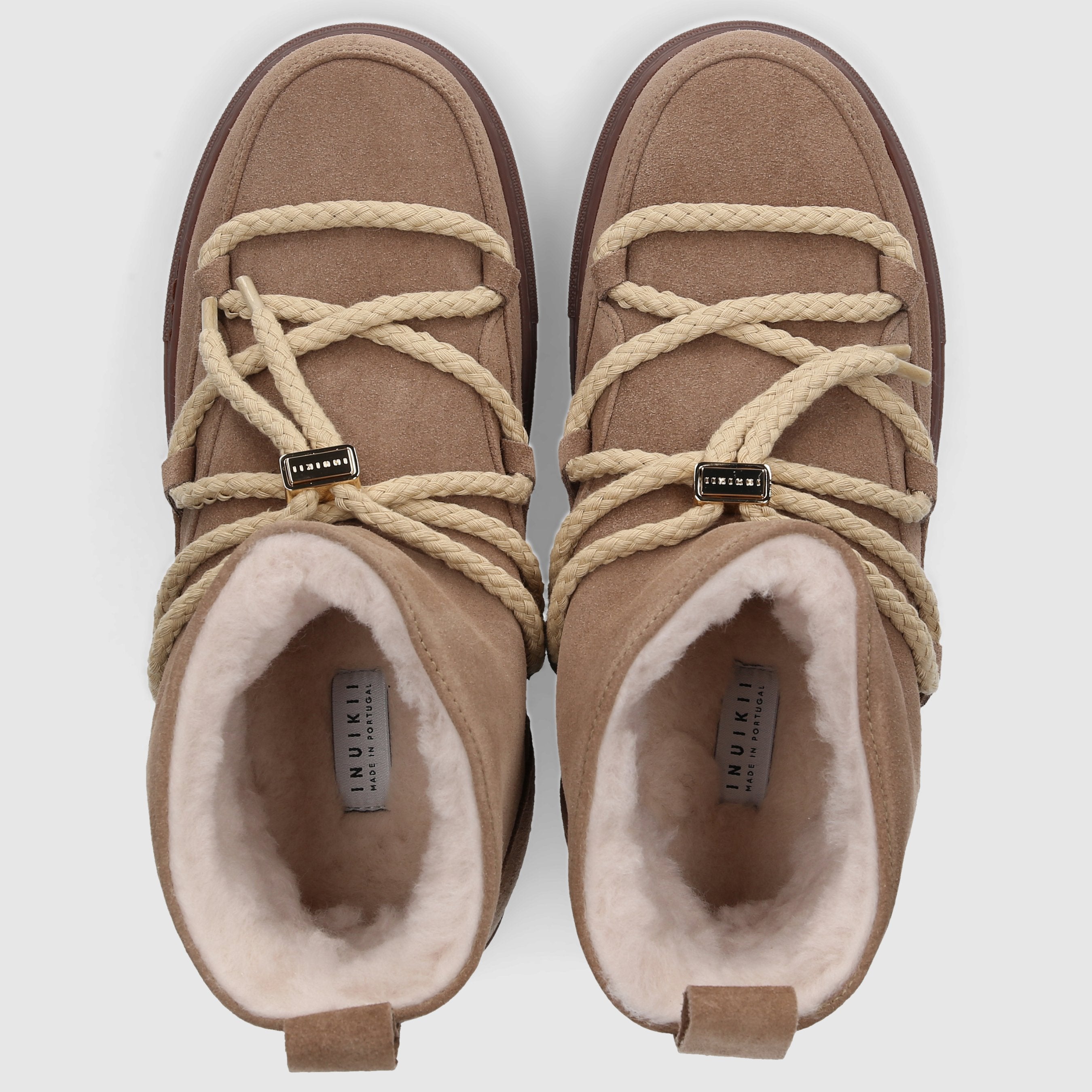 INUIKII Damen Stiefeletten CLASSIC LOW Veloursleder beige