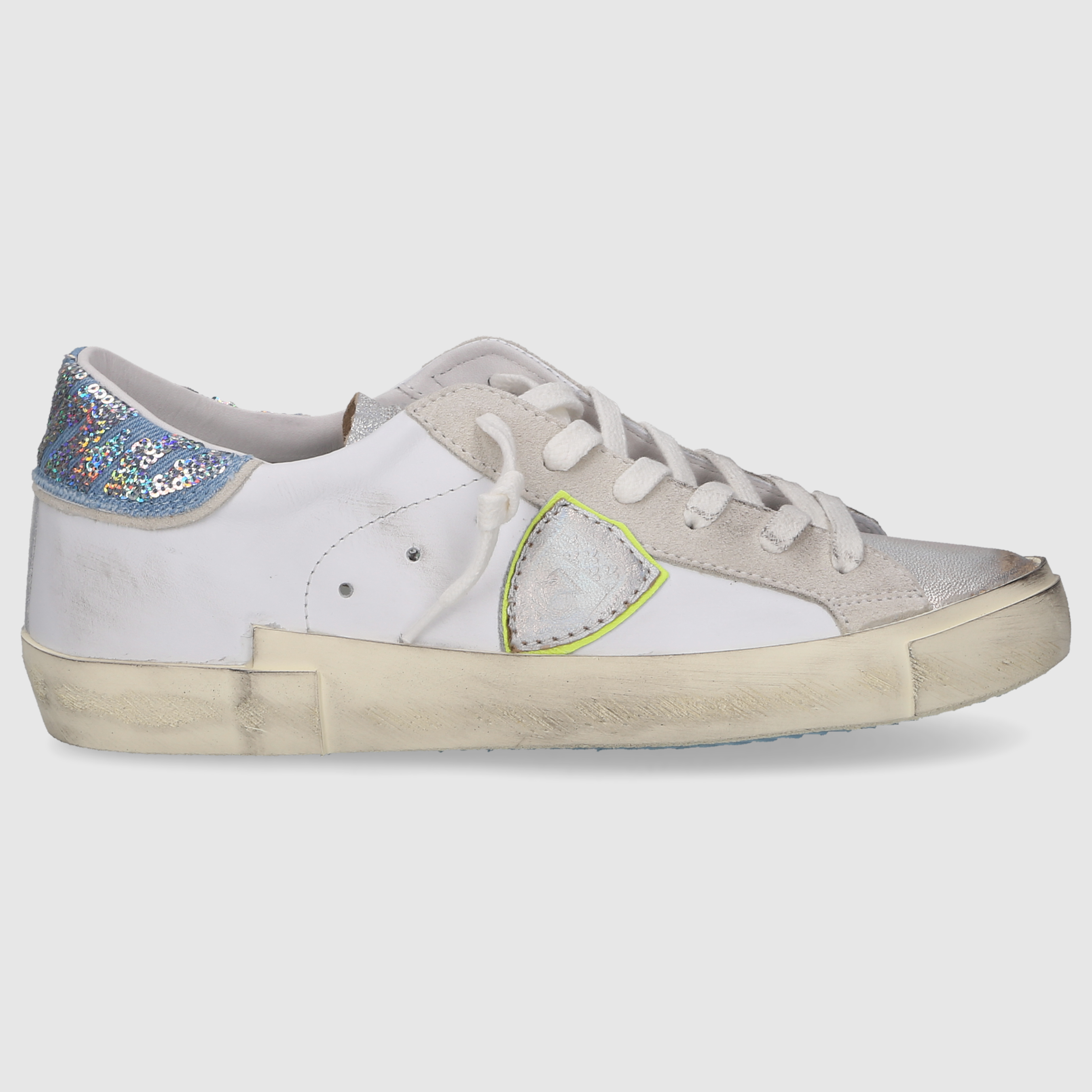 Philippe Model Damen Sneaker PRLD WEISS-SILBER