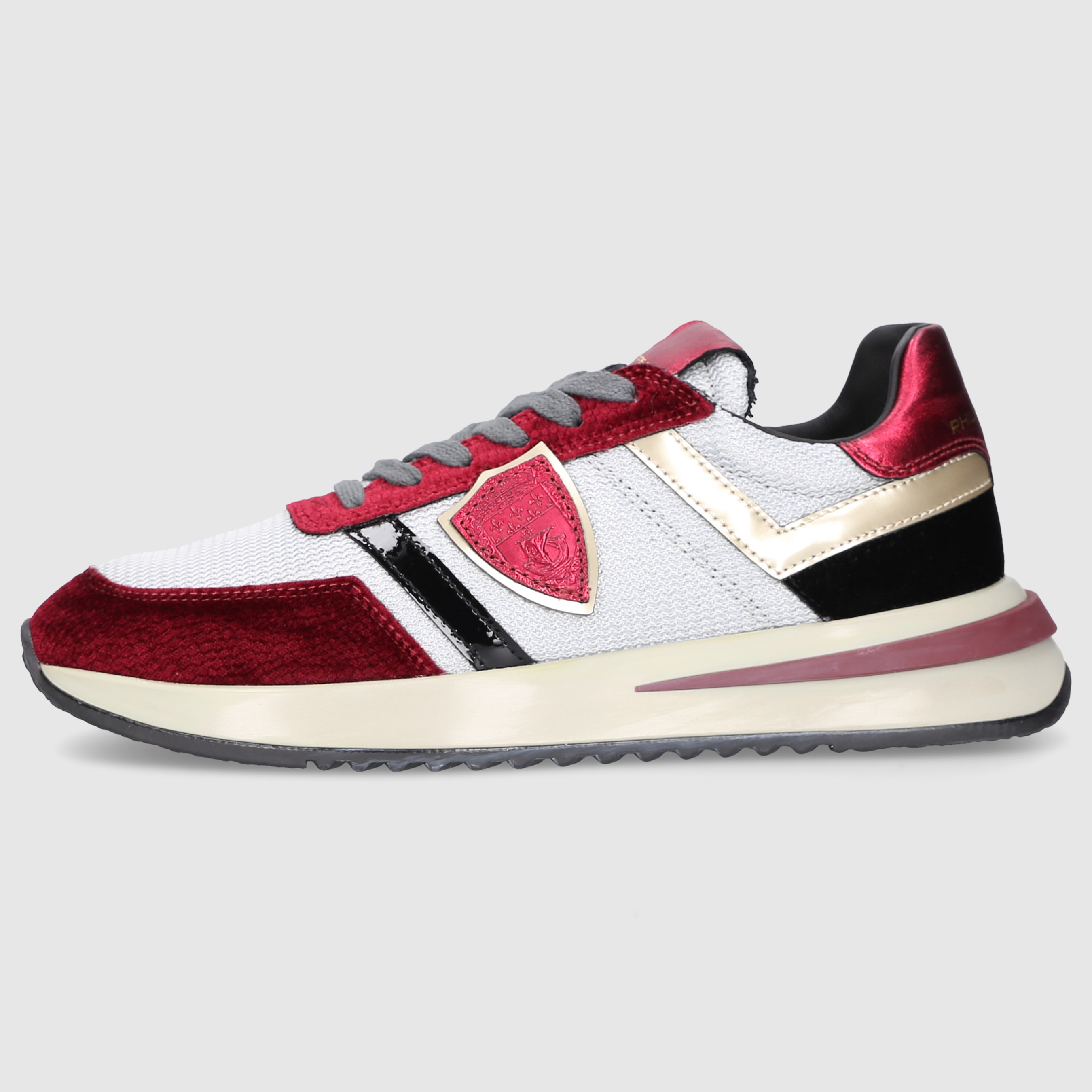 Philippe Model Damen Sneaker TROPEZ 2.1 LOW WOMAN Silver/Bordeaux