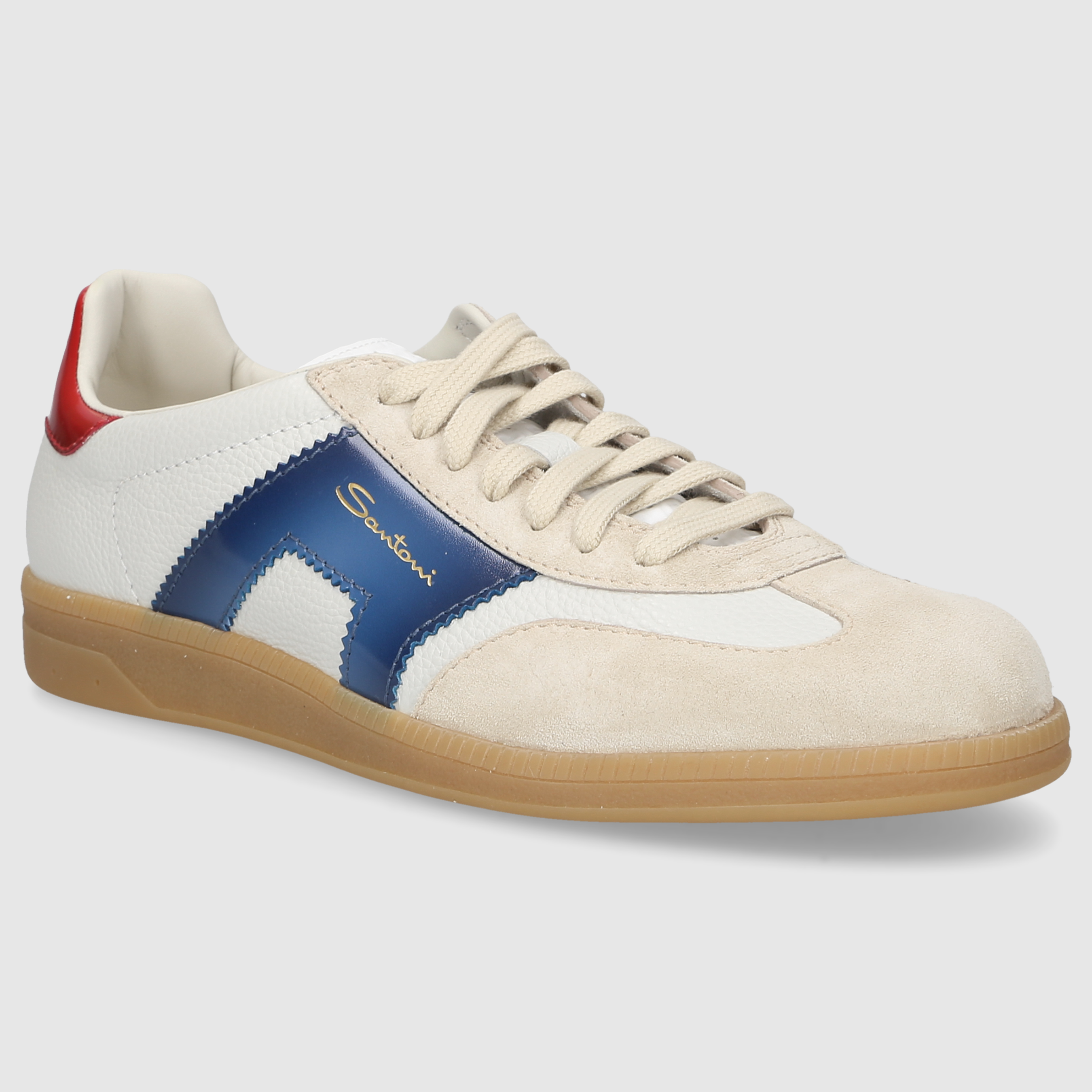 Santoni men's sneakers MBPL21965FARCNOC BEIGE-RED