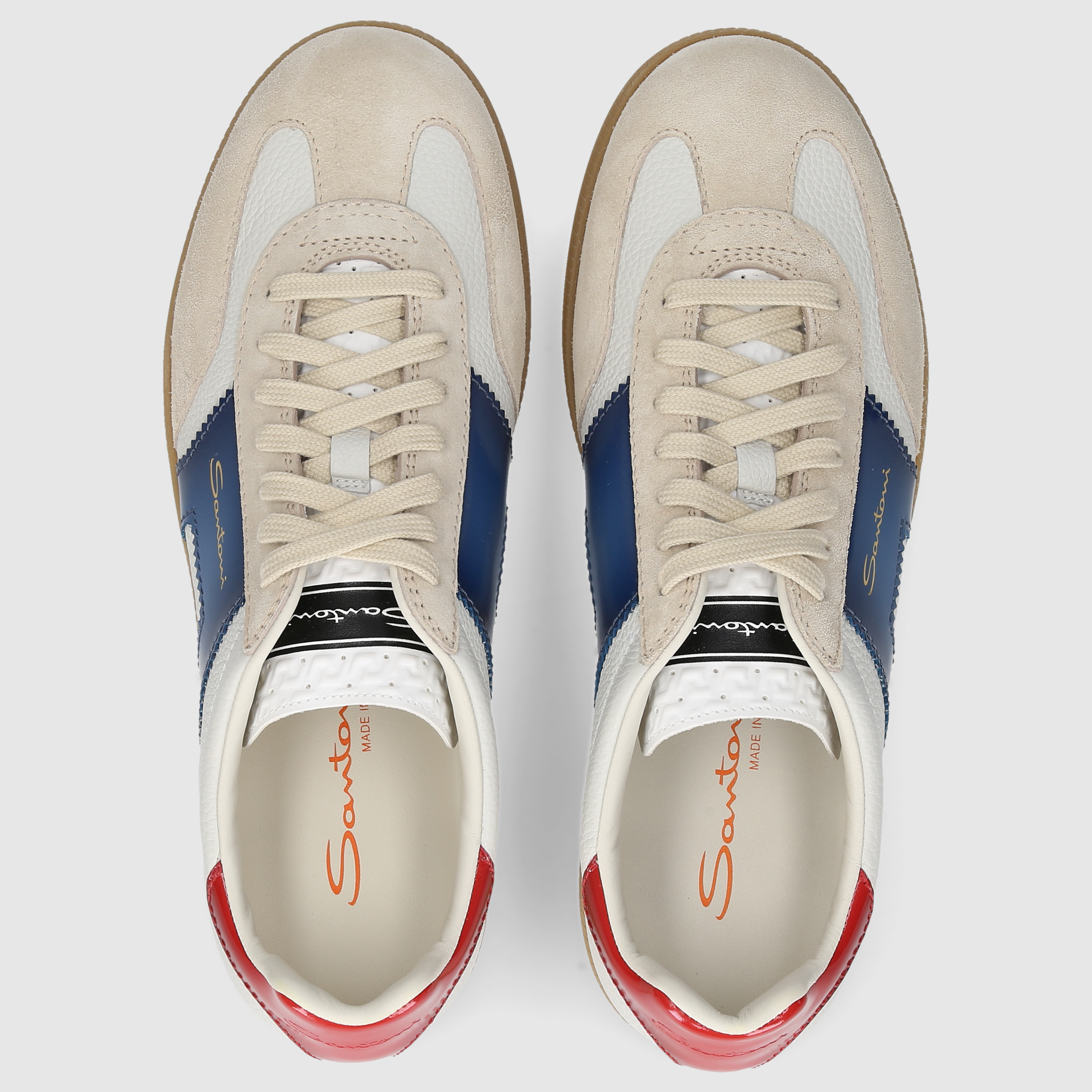 Santoni Herren Sneaker MBPL21965FARCNOC BEIGE-ROT