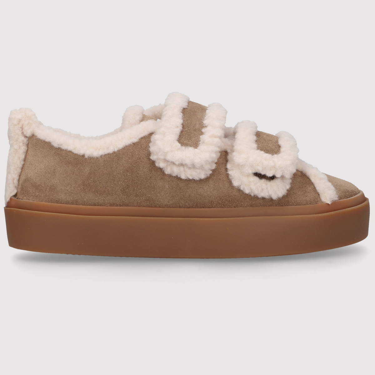 Inuikii Damen Loafer SHEARLING LOW VELCRO Light Beige