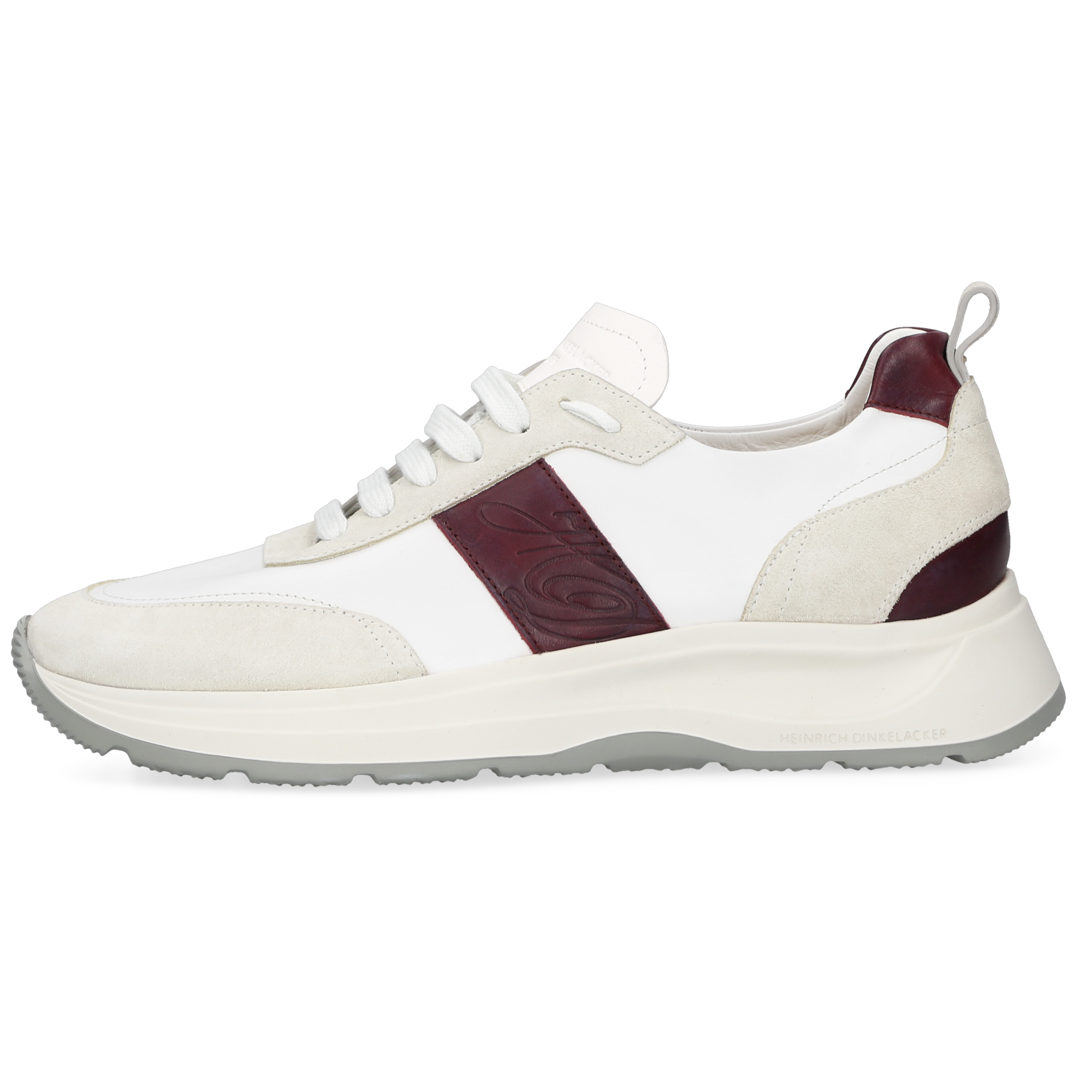 Heinrich Dinkelacker Herren Sneaker Toronto Plain Weiß/Bordo