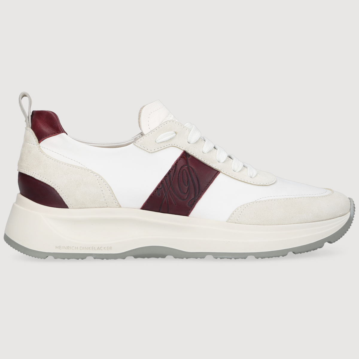 Heinrich Dinkelacker Men's Sneaker Toronto Plain White/Bordo