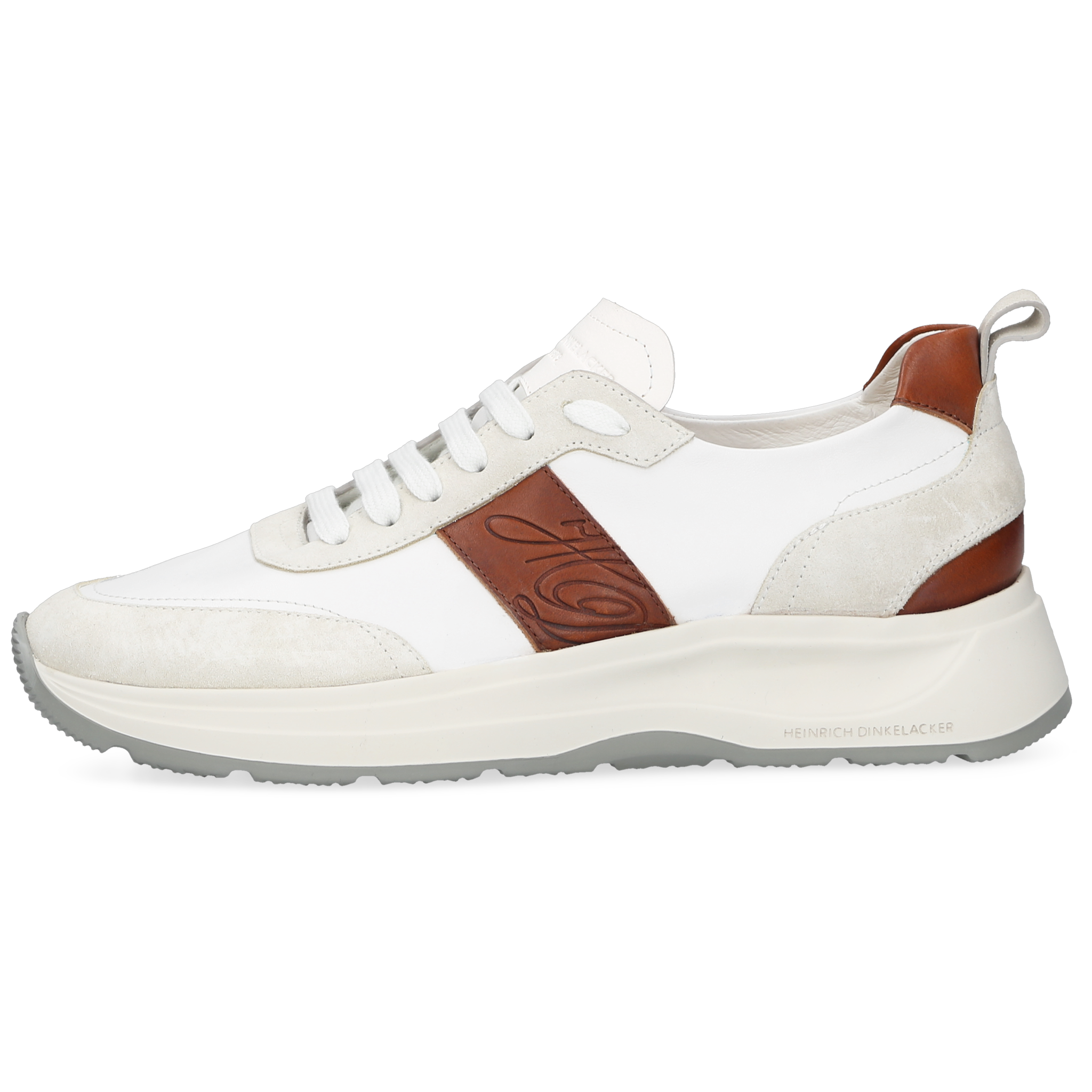 Heinrich Dinkelacker Herren Sneaker Toronto Plain Weiß/Braun
