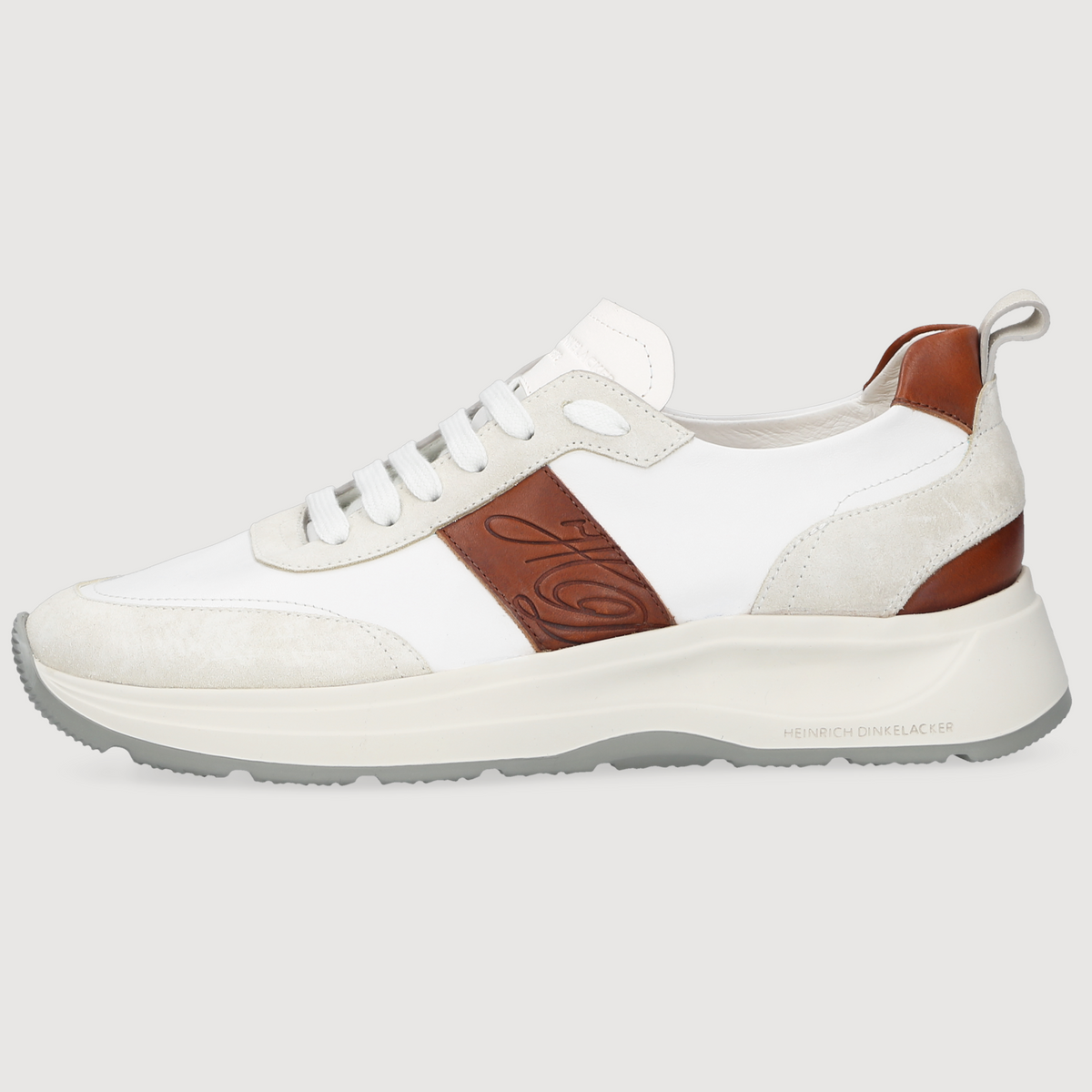 Heinrich Dinkelacker Herren Sneaker Toronto Plain Weiß/Braun