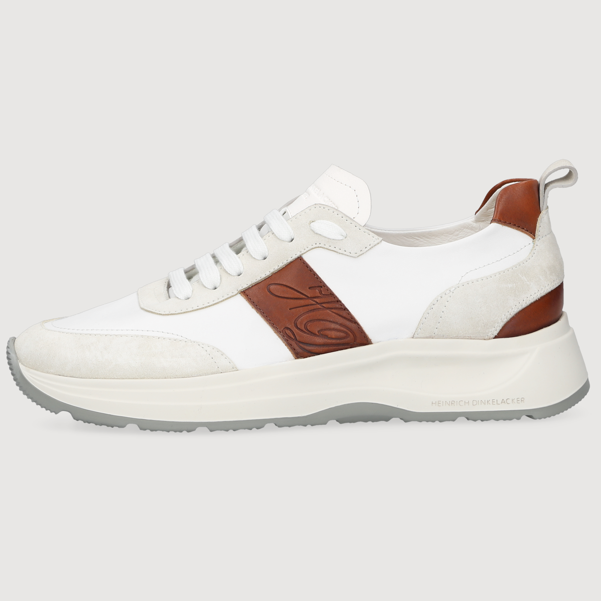 Heinrich Dinkelacker Herren Sneaker Toronto Plain Weiß/Braun