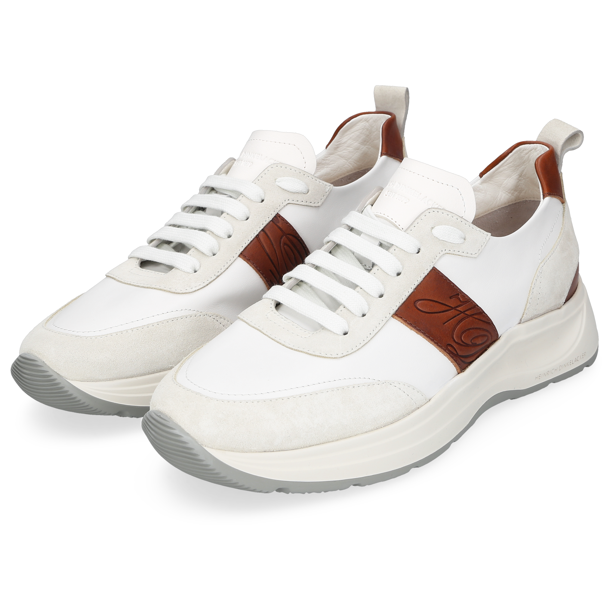 Heinrich Dinkelacker Herren Sneaker Toronto Plain Weiß/Braun