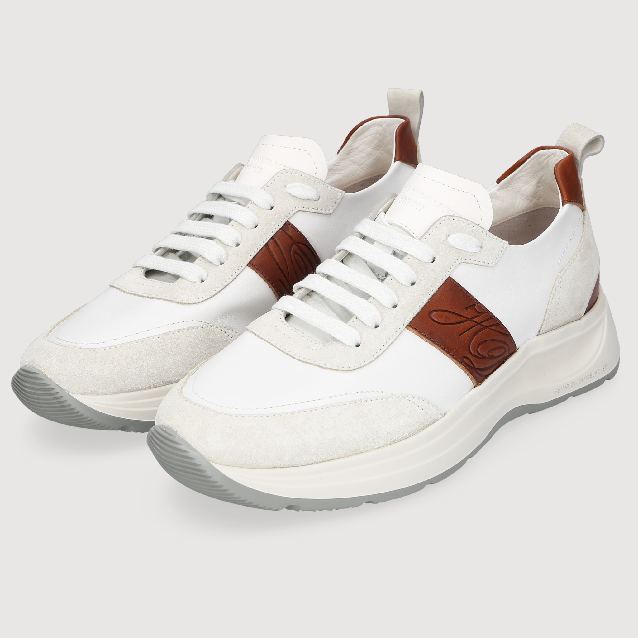 Heinrich Dinkelacker Men's Sneaker Toronto Plain White/Brown