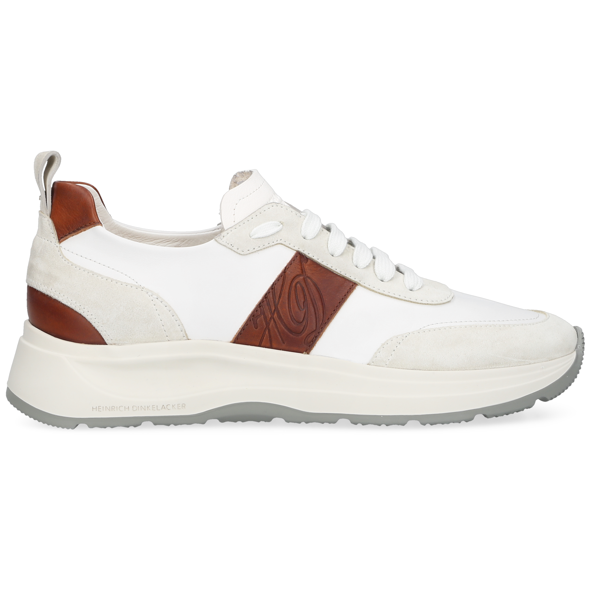 Heinrich Dinkelacker Herren Sneaker Toronto Plain Weiß/Braun