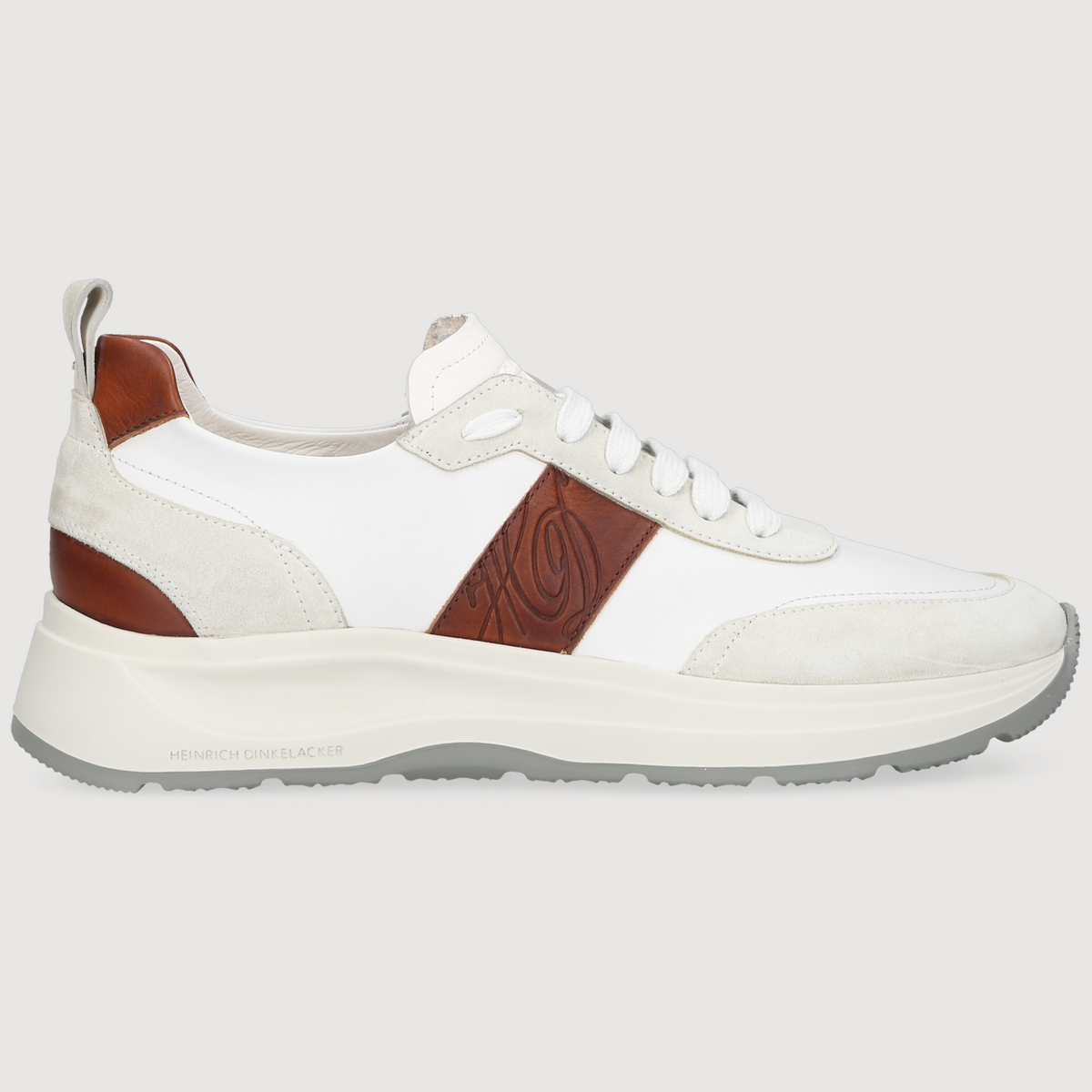 Heinrich Dinkelacker Men's Sneaker Toronto Plain White/Brown