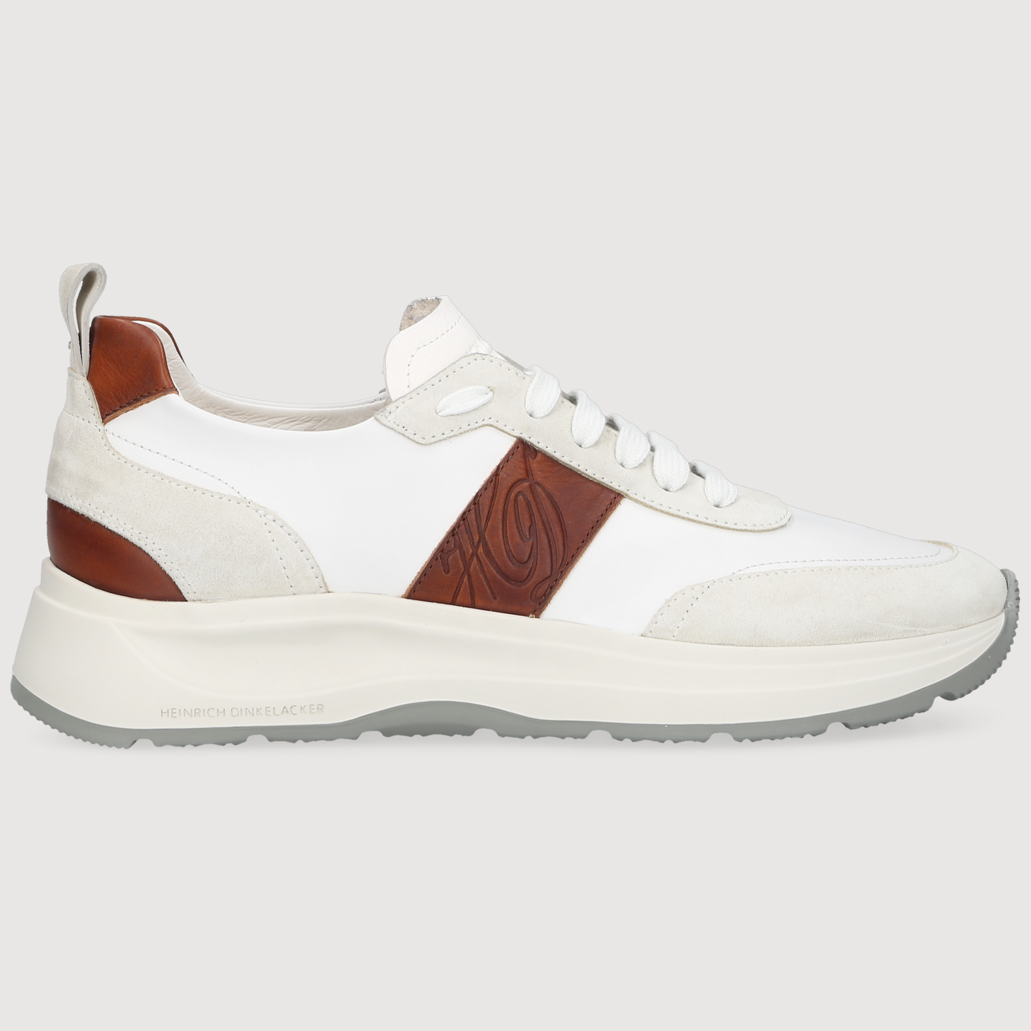 Heinrich Dinkelacker Men's Sneaker Toronto Plain White/Brown