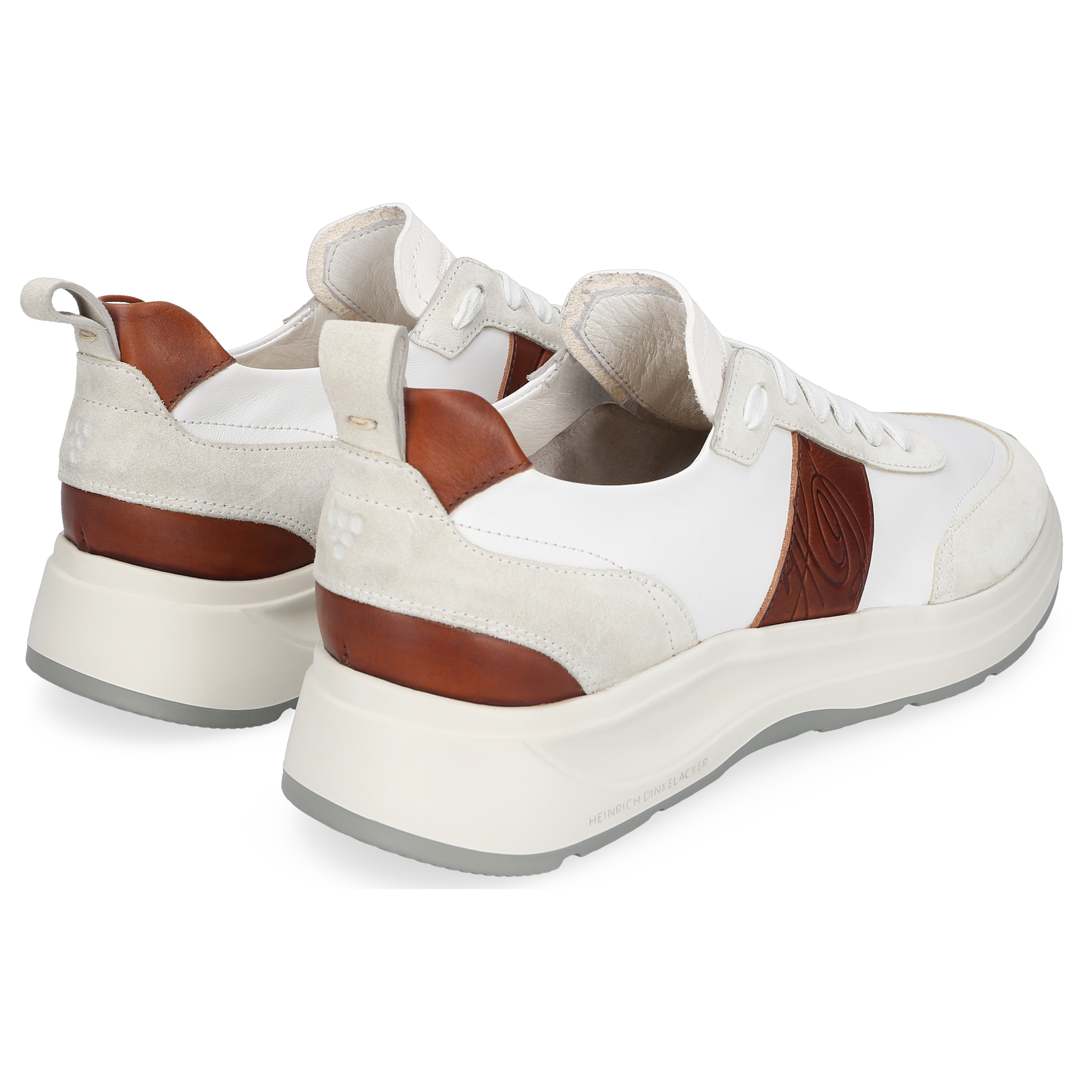 Heinrich Dinkelacker Herren Sneaker Toronto Plain Weiß/Braun