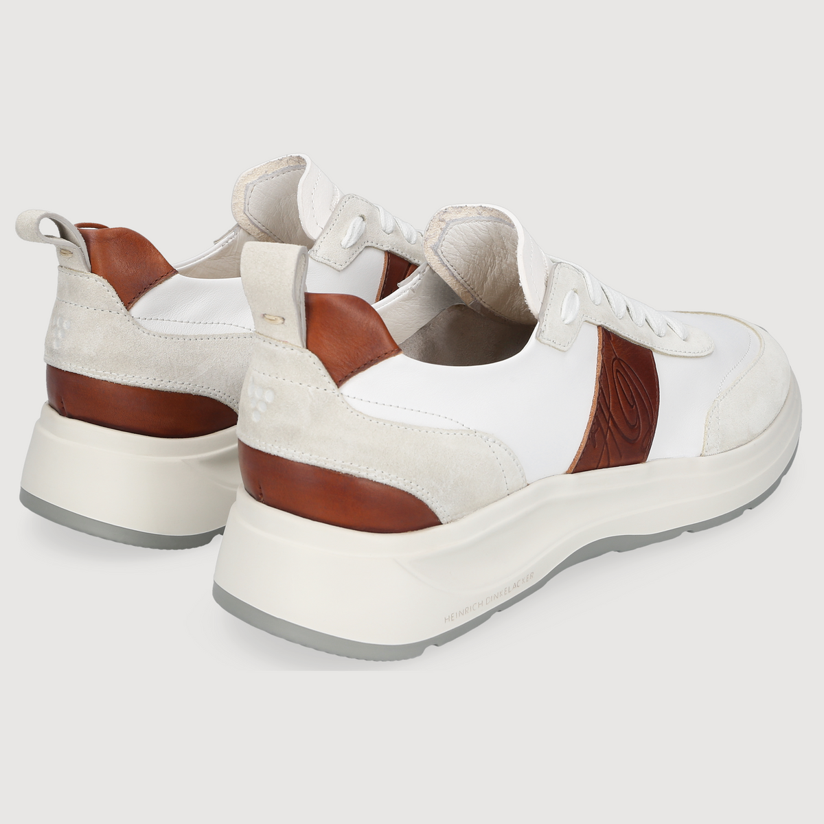 Heinrich Dinkelacker Herren Sneaker Toronto Plain Weiß/Braun