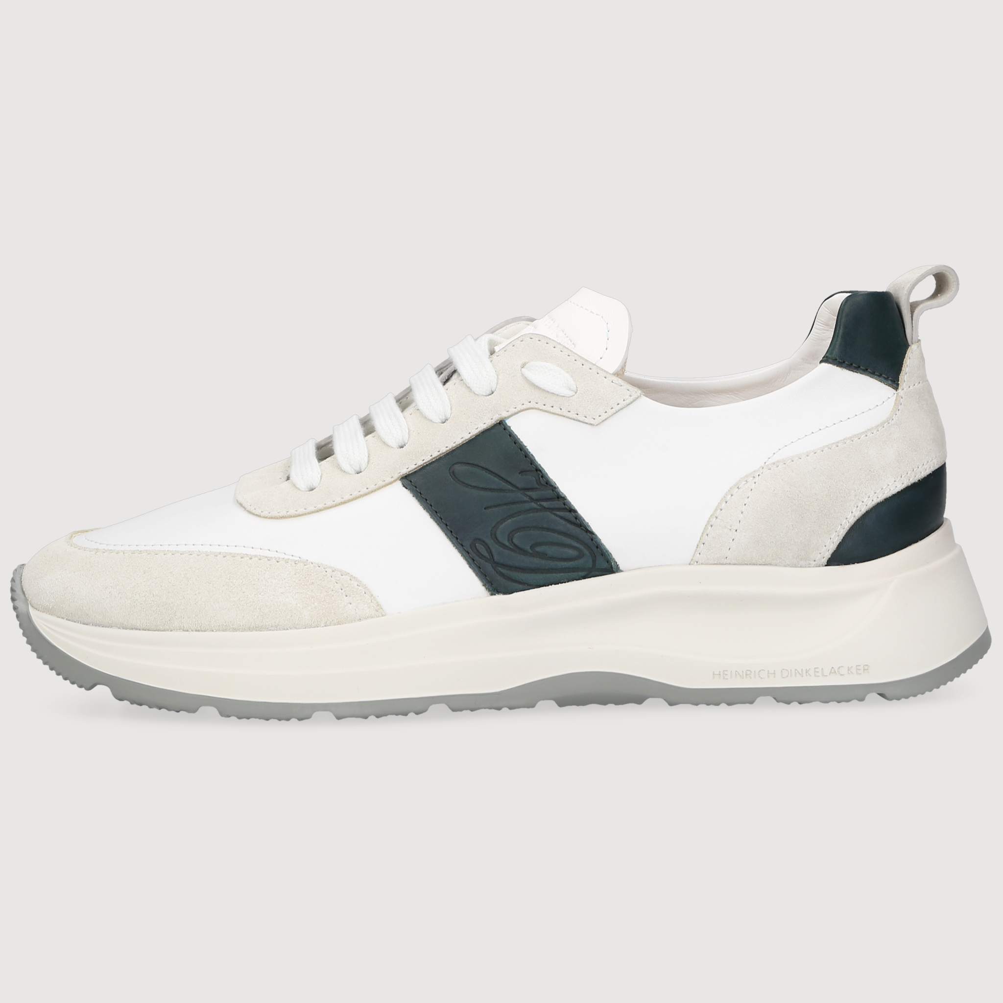 Heinrich Dinkelacker Herren Sneaker Toronto Plain Weiß/Petrol
