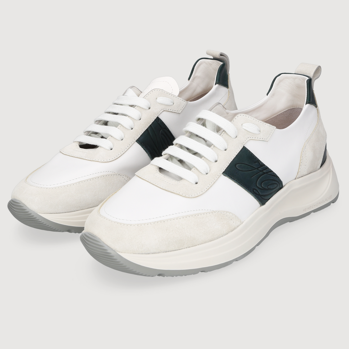 Heinrich Dinkelacker Men's Sneaker Toronto Plain White/Petrol