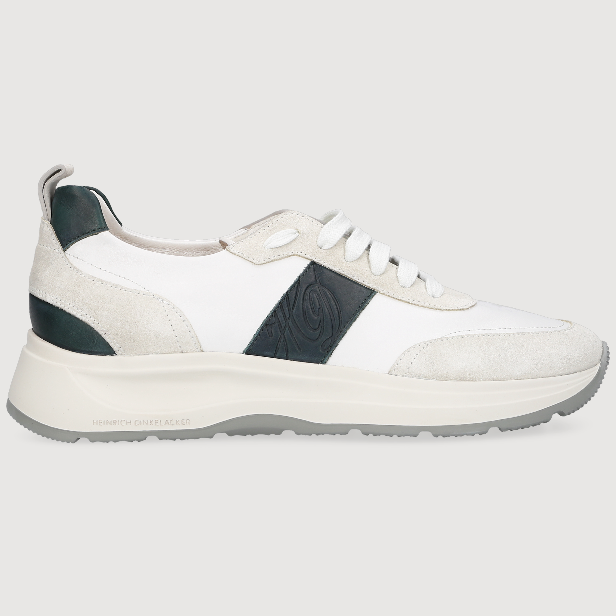 Heinrich Dinkelacker Men's Sneaker Toronto Plain White/Petrol