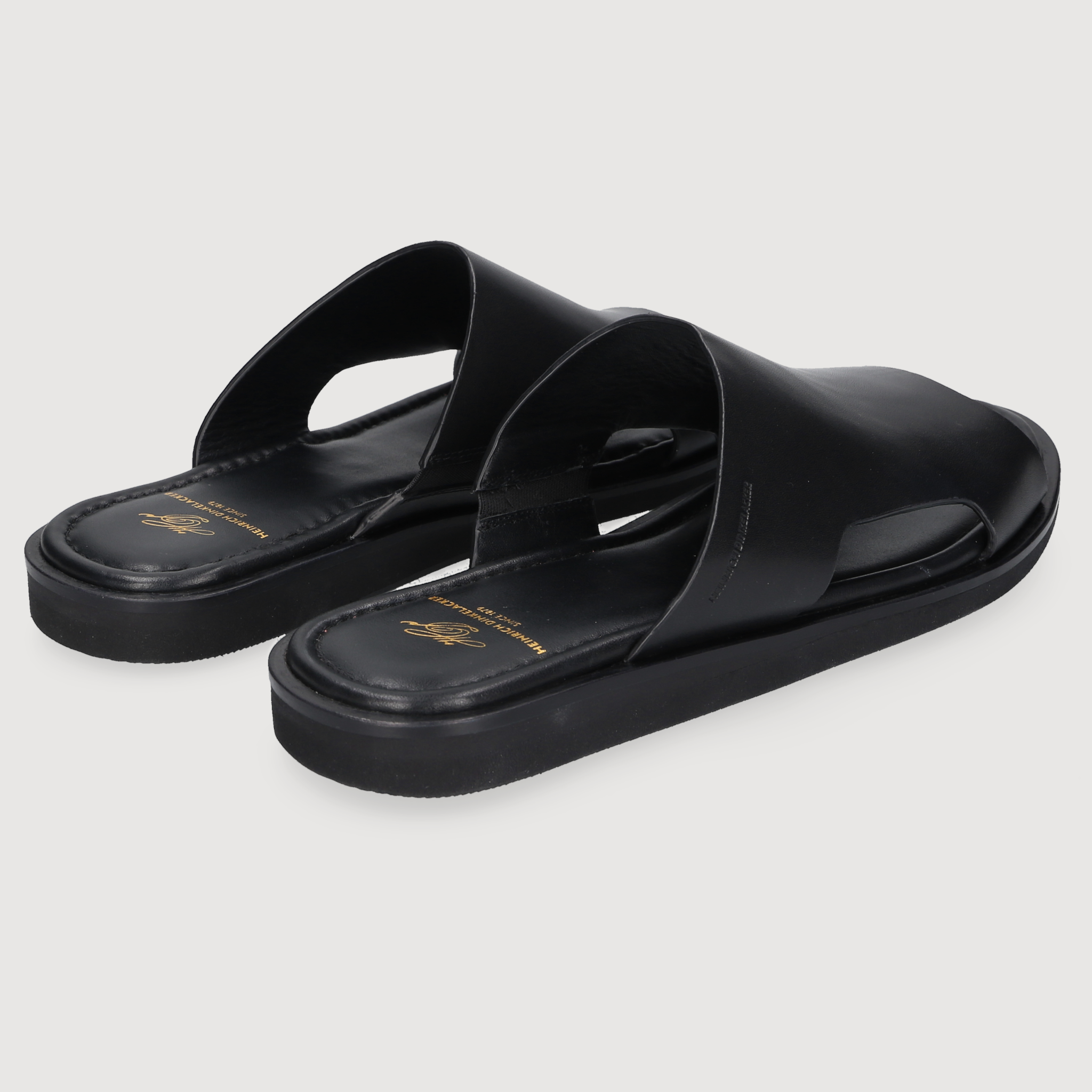 Heinrich Dinkelacker Herren Sandale Garda Plain Schwarz