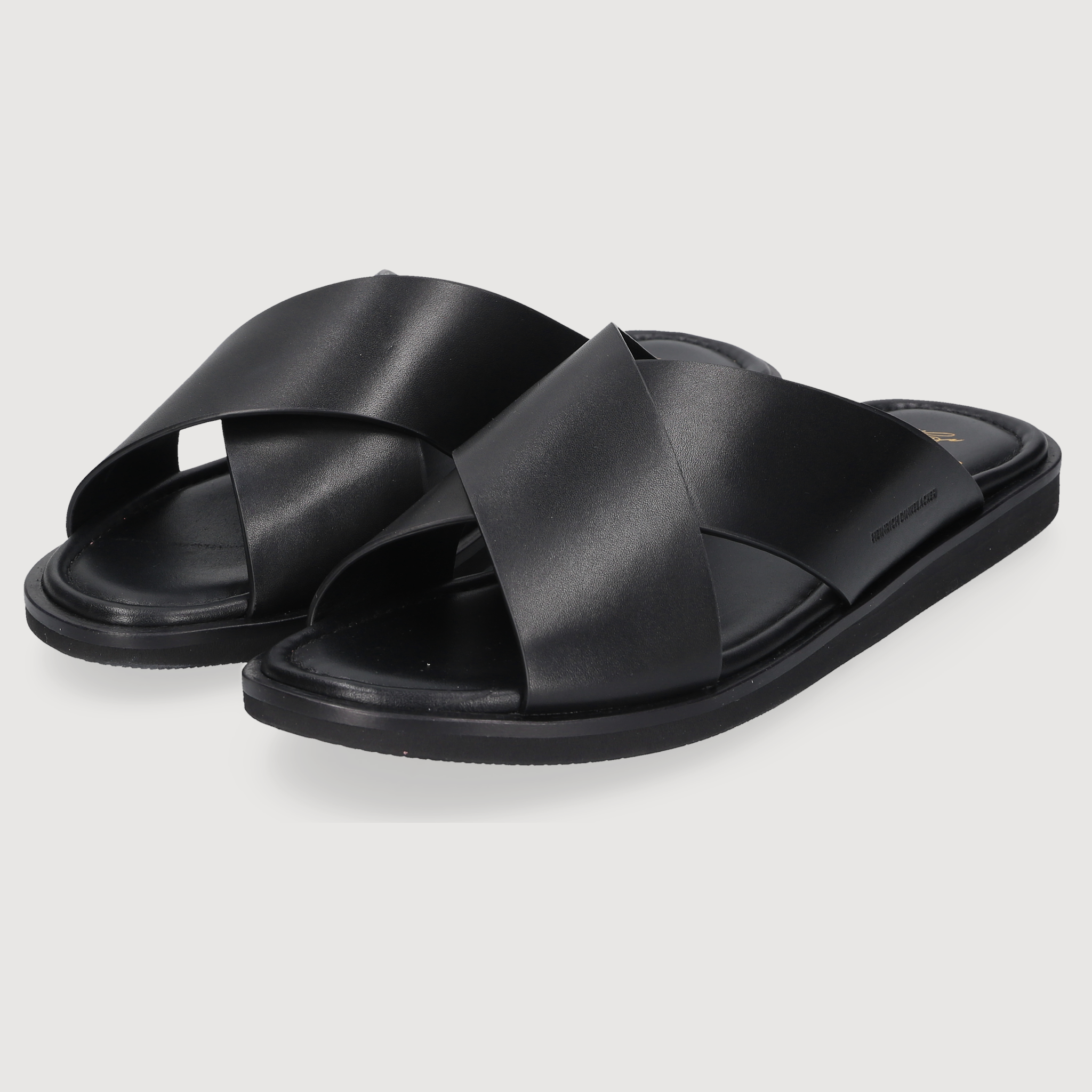 Heinrich Dinkelacker Herren Sandale Garda Plain Schwarz