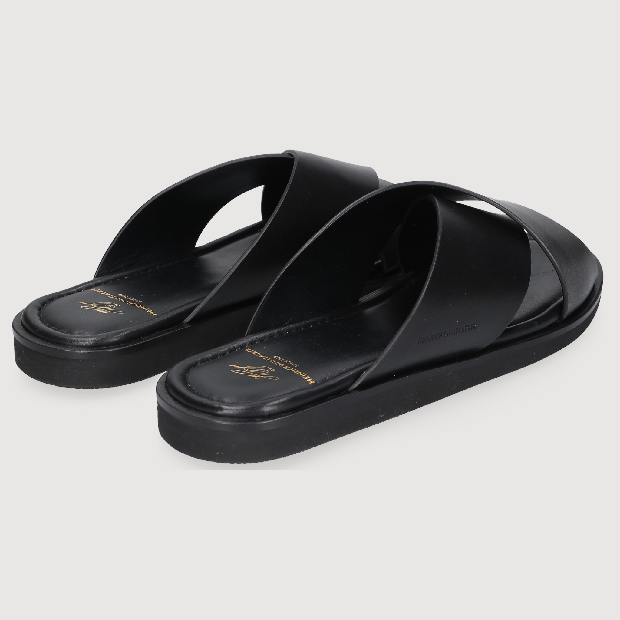 Heinrich Dinkelacker Herren Sandale Garda Plain Schwarz