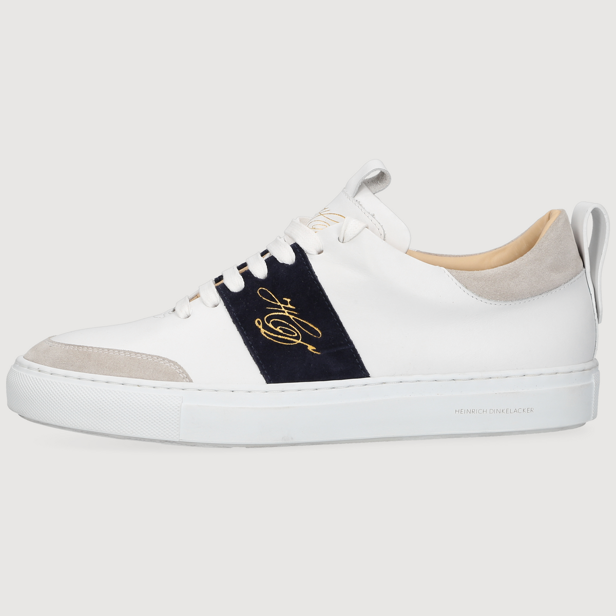 Heinrich Dinkelacker Herren Sneaker Turin Plain Weiß/Navy
