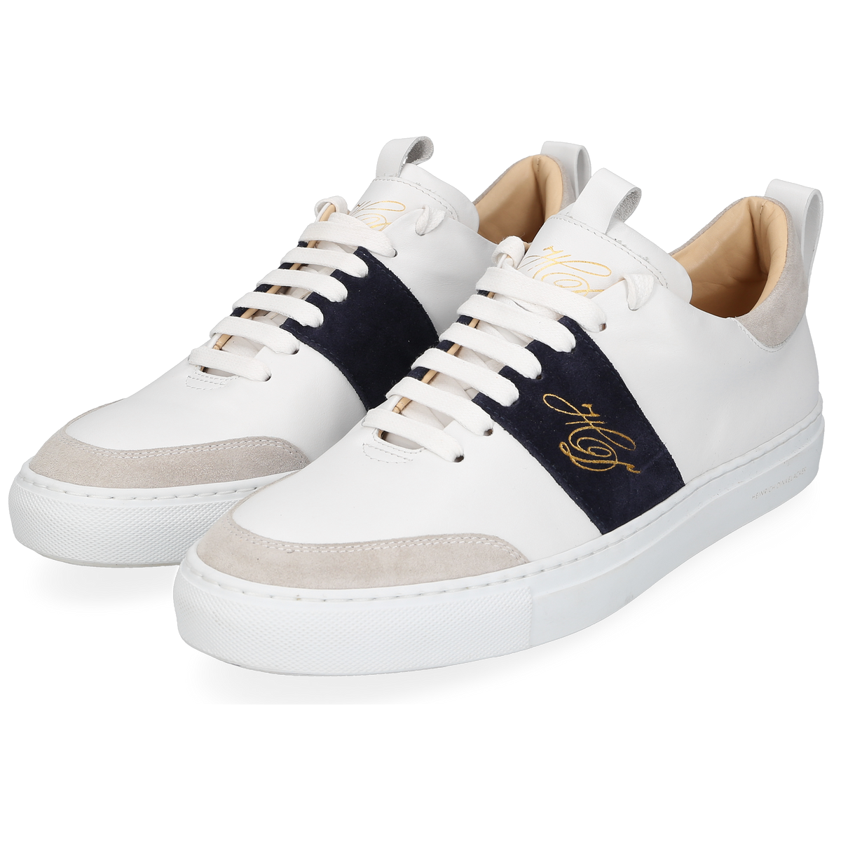 Heinrich Dinkelacker Men's Sneaker Turin Plain White/Navy