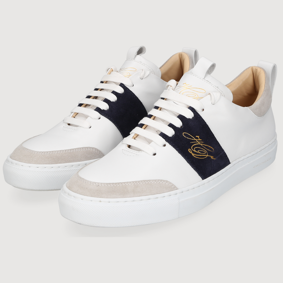 Heinrich Dinkelacker Men's Sneaker Turin Plain White/Navy